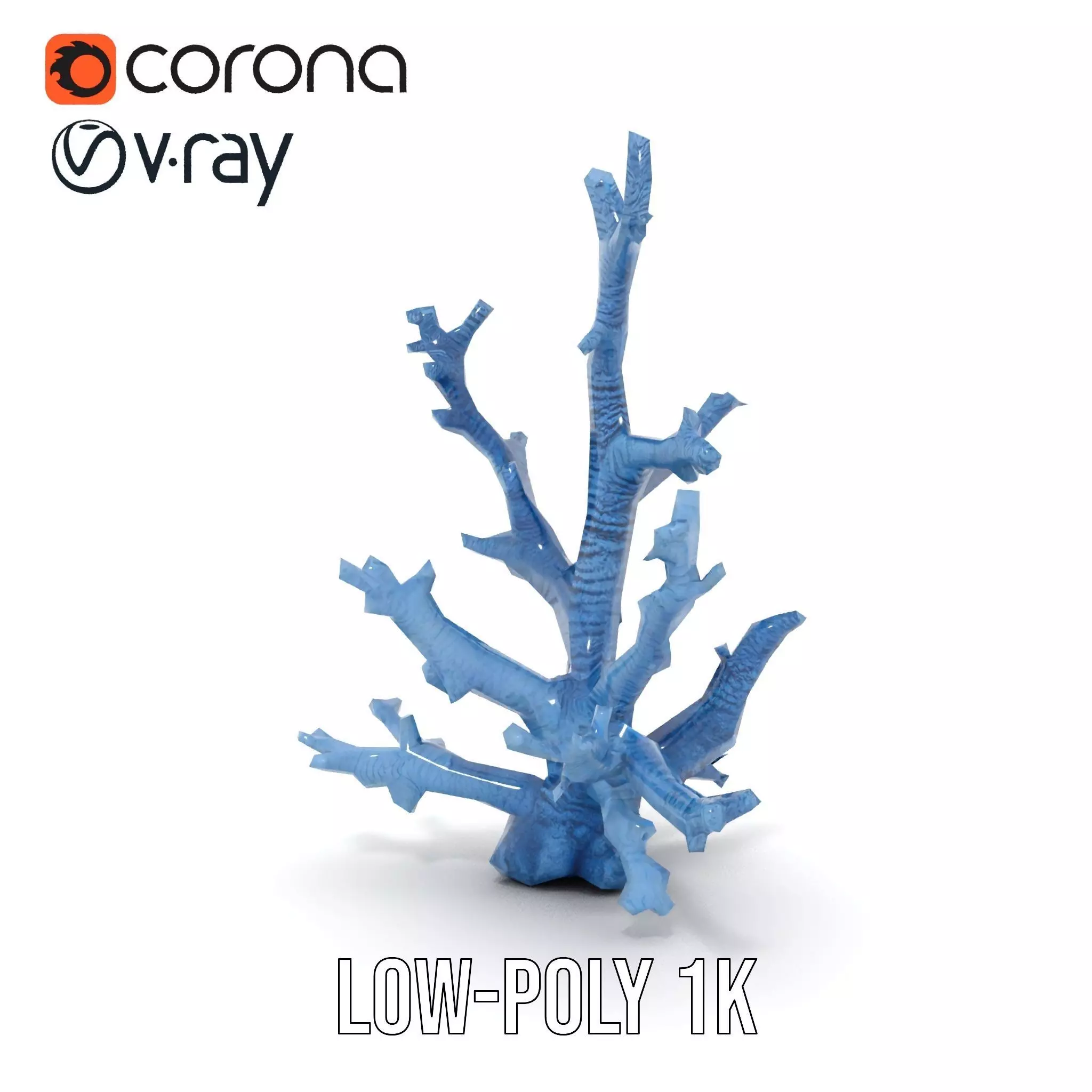Blue Coral Sculpture model pack Low-poly 3D model_21