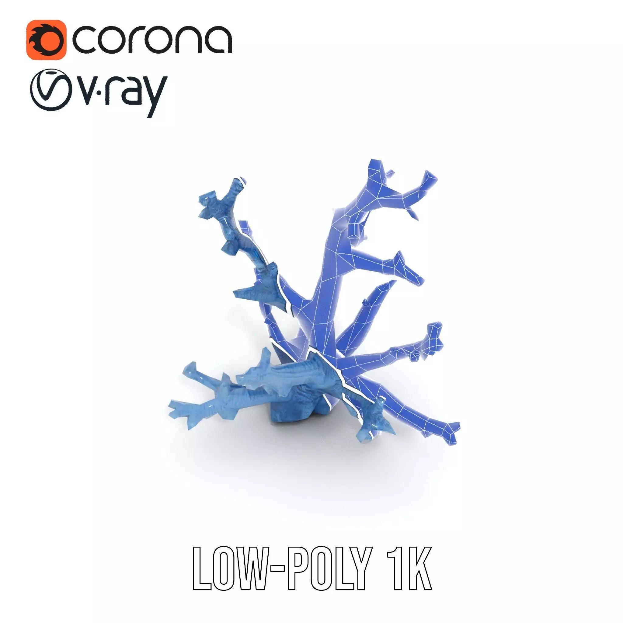 Blue Coral Sculpture model pack Low-poly 3D model_27