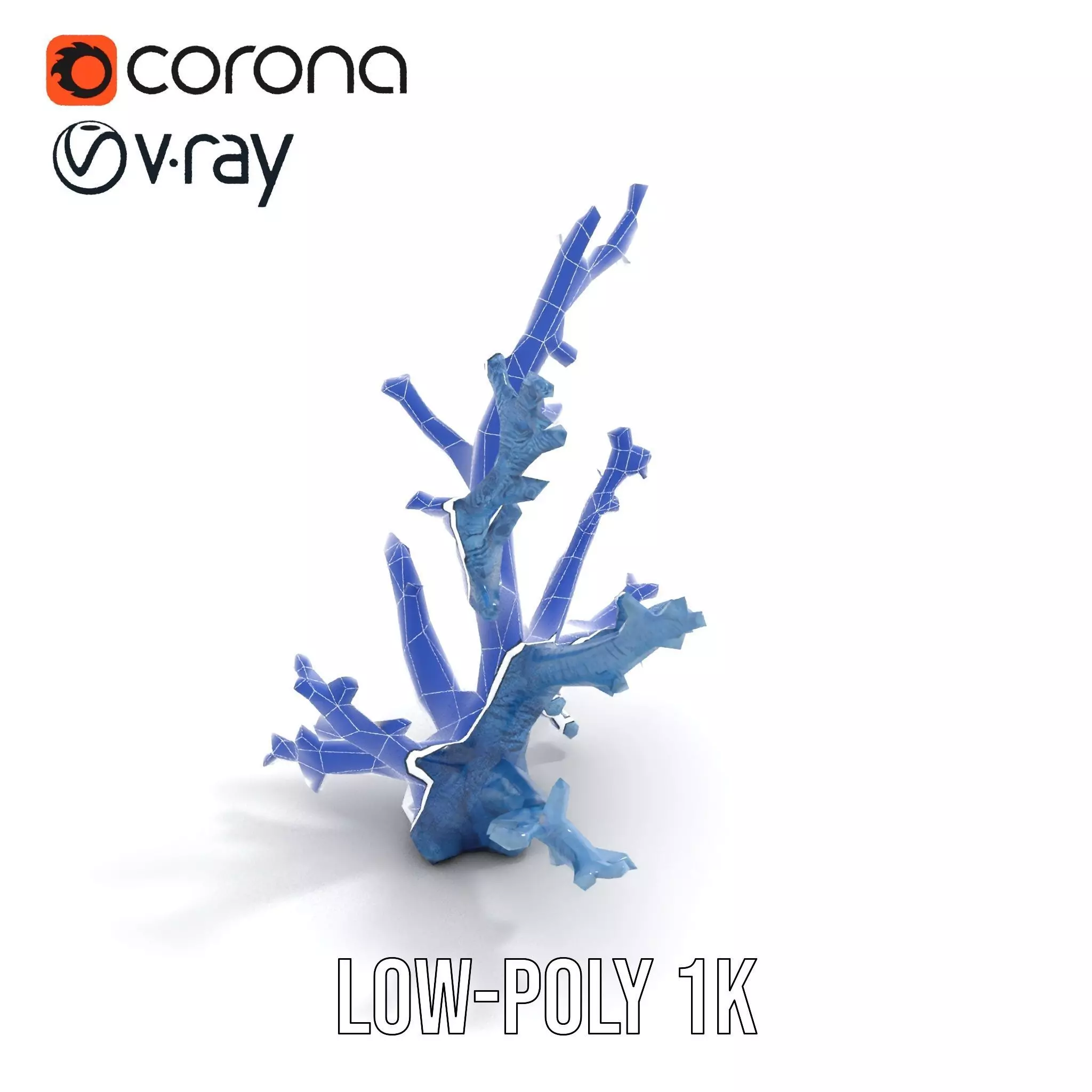 Blue Coral Sculpture model pack Low-poly 3D model_24