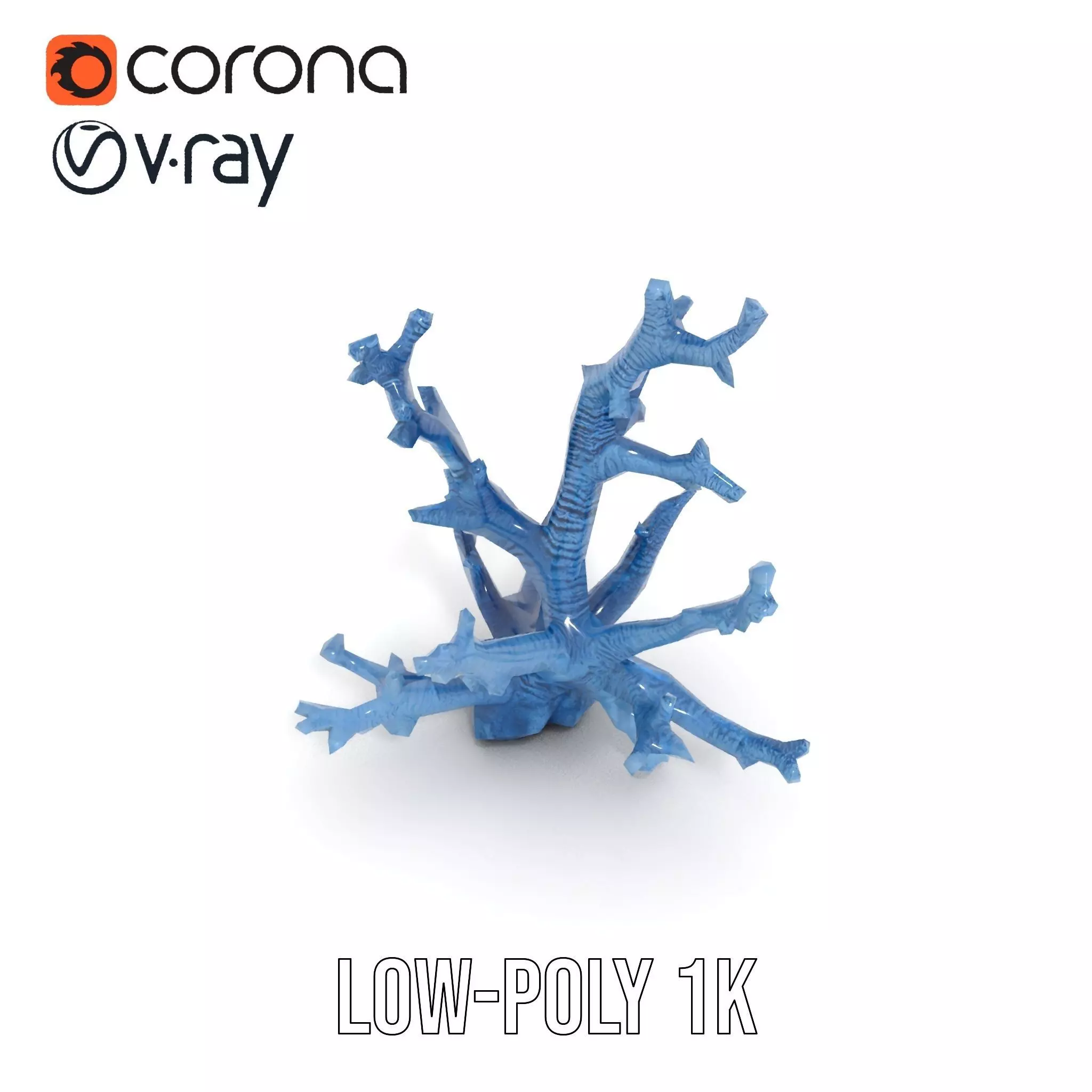 Blue Coral Sculpture model pack Low-poly 3D model_12