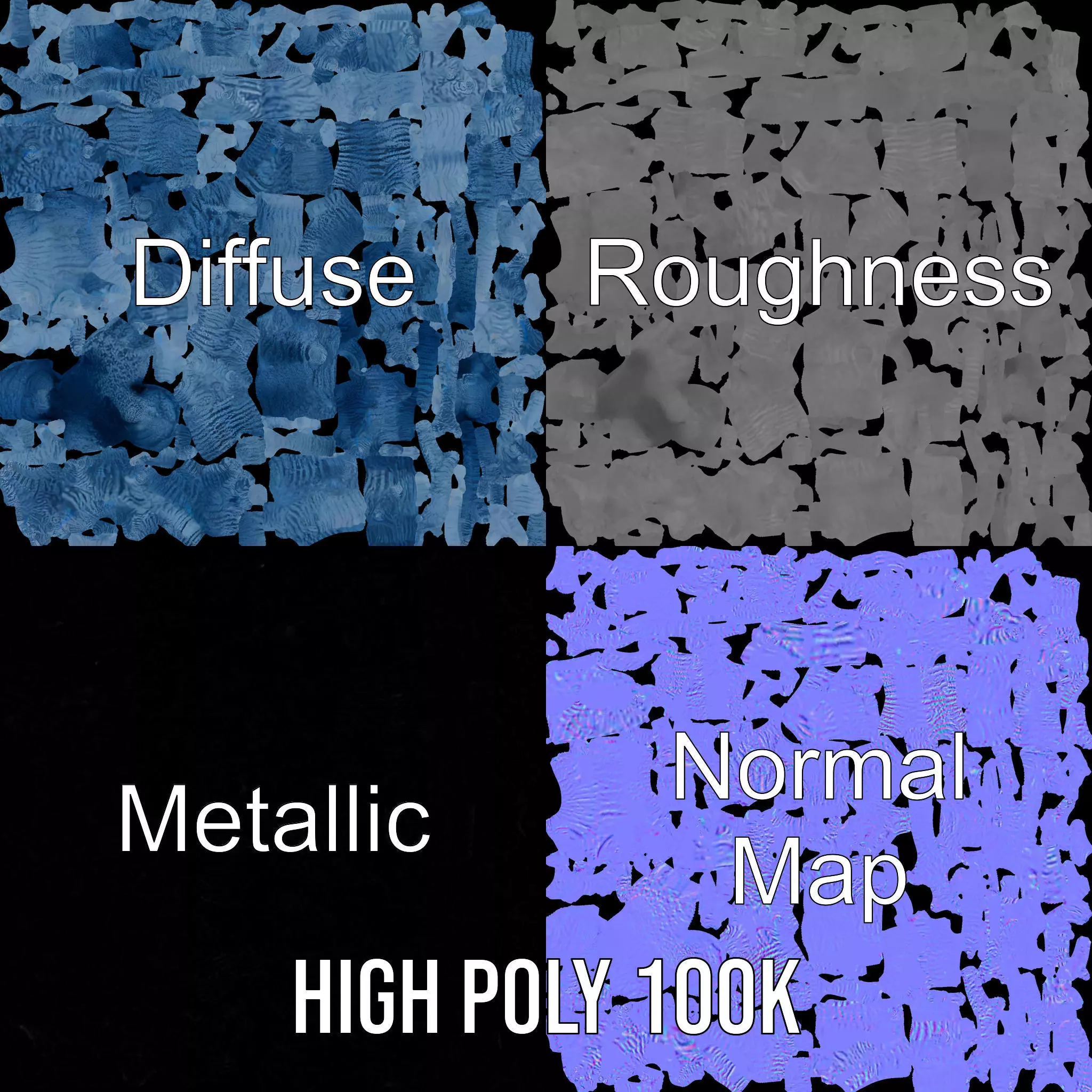 Blue Coral Sculpture model pack Low-poly 3D model_3