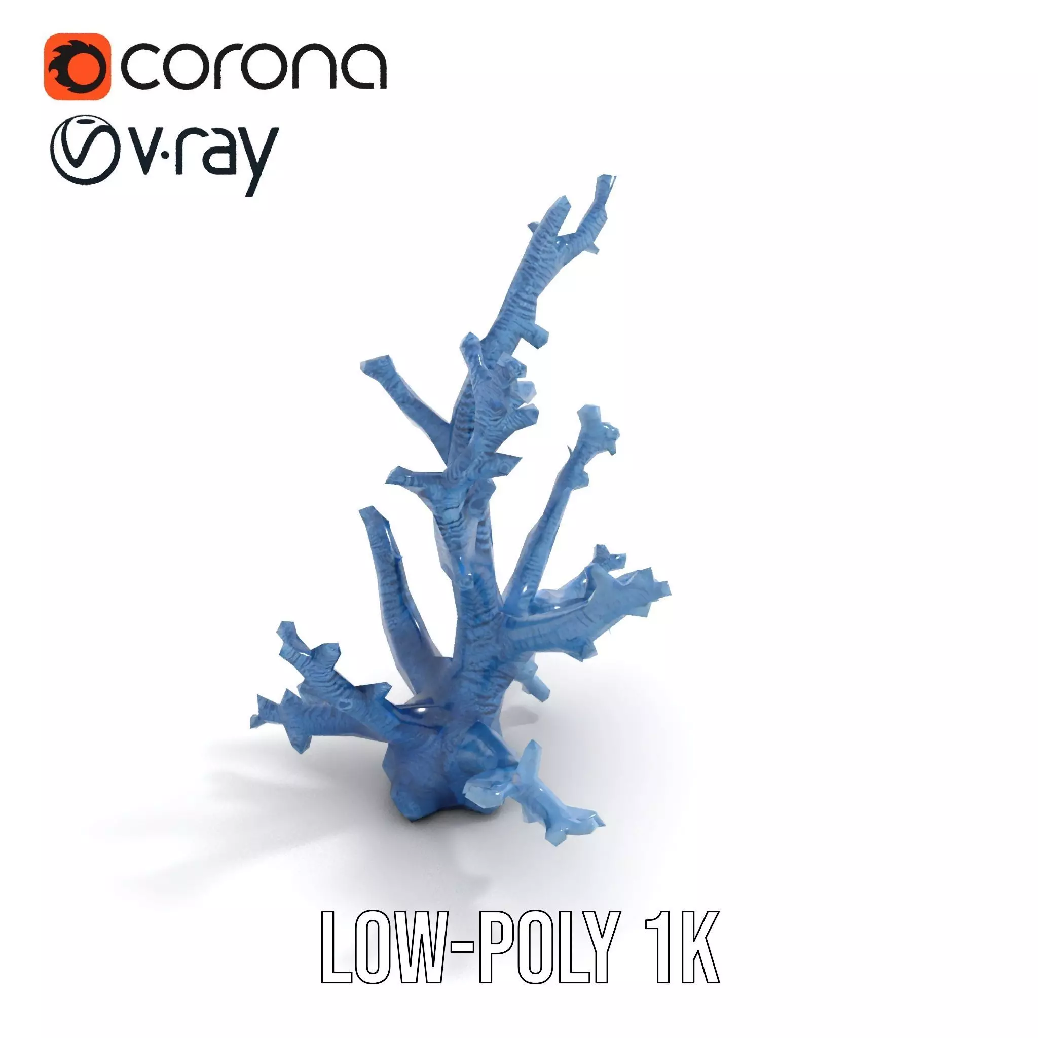Blue Coral Sculpture model pack Low-poly 3D model_7