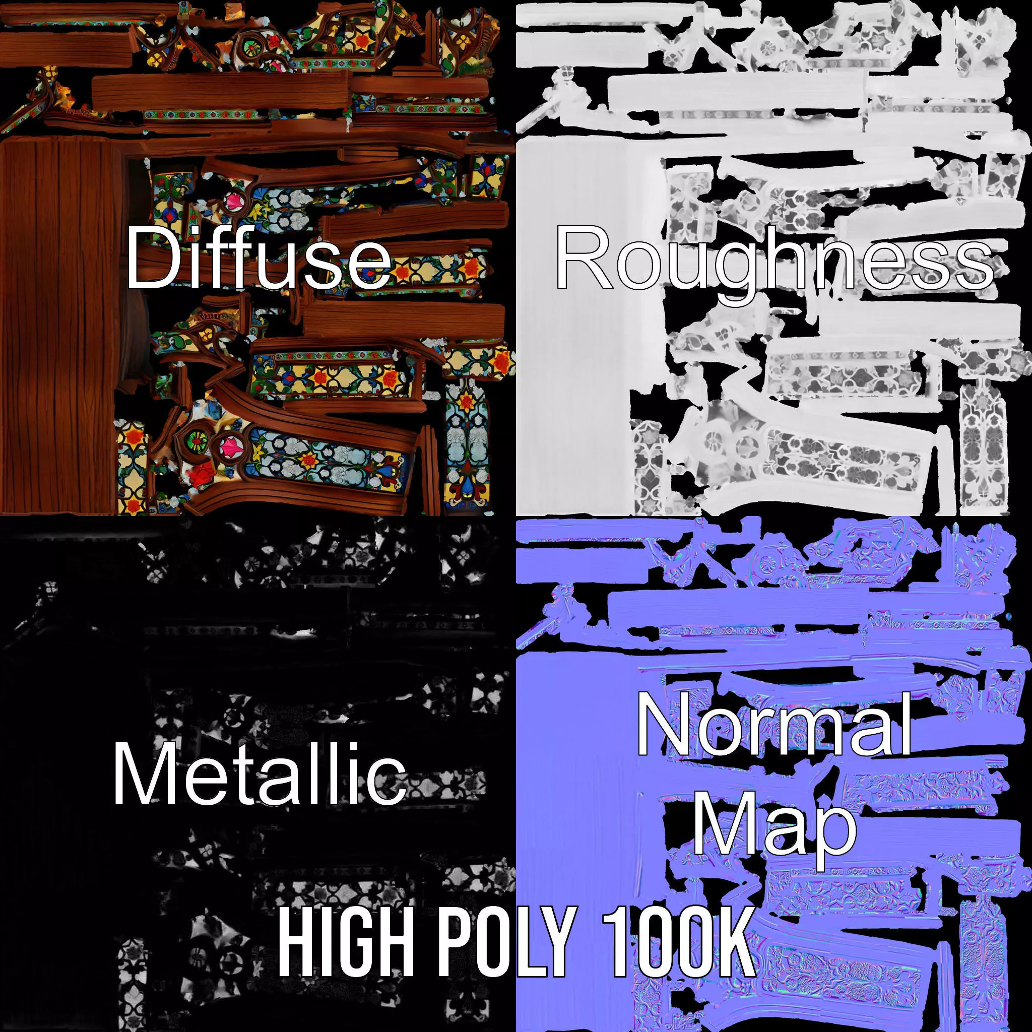 Gothic Stained Glass Window model pack Low-poly 3D model_3