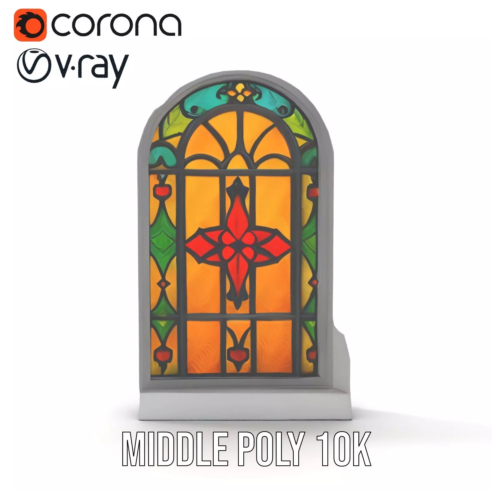Vibrant Stained Glass Window model pack Low-poly 3D model_6