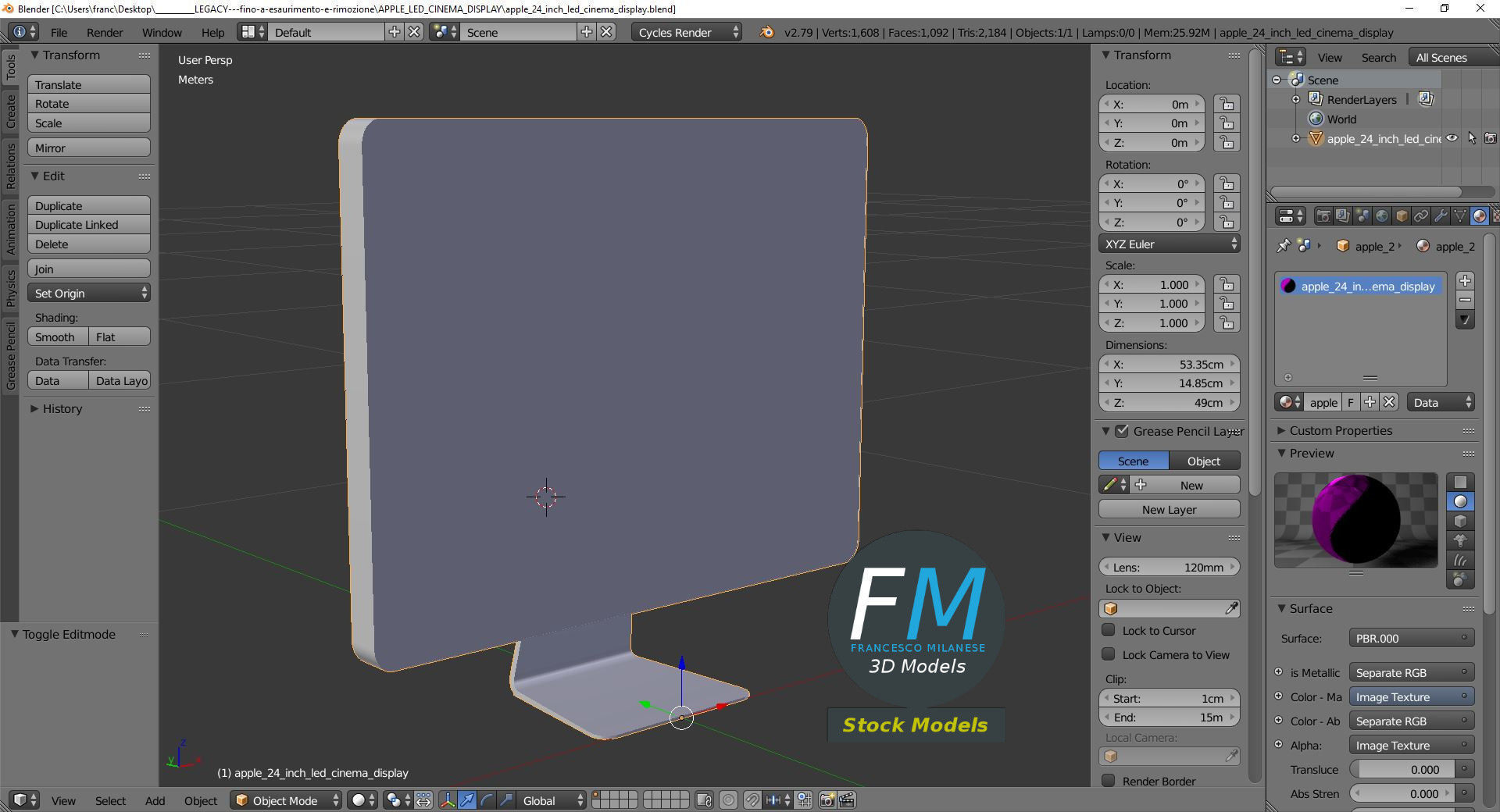 Apple 24 inch LED cinema display 3D model_9