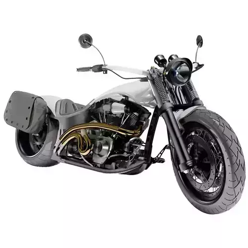 Custom Chopper Motorcycle Fin 03 Stylized Cruiser Bike