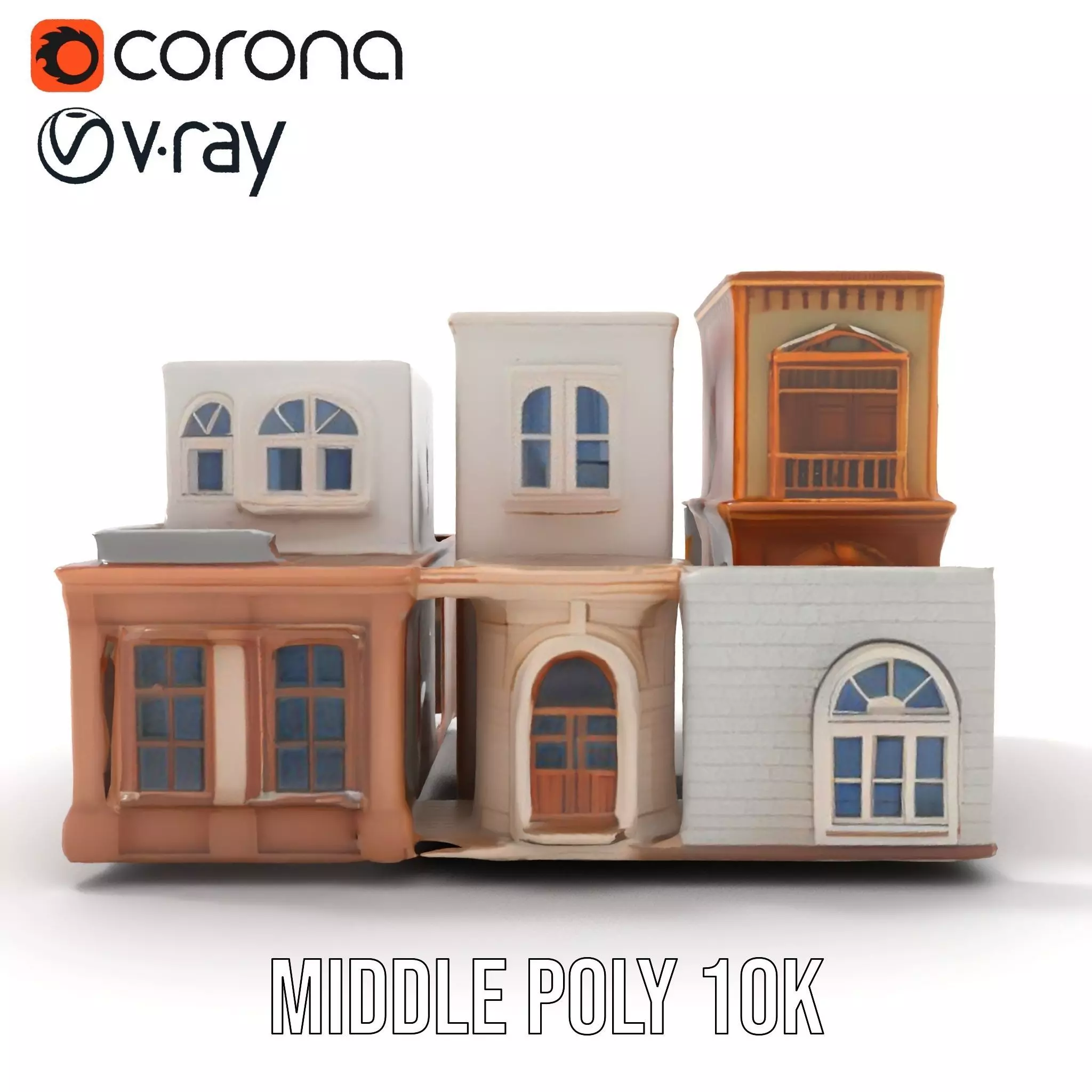 Classic Urban Building model pack Low-poly 3D model_11