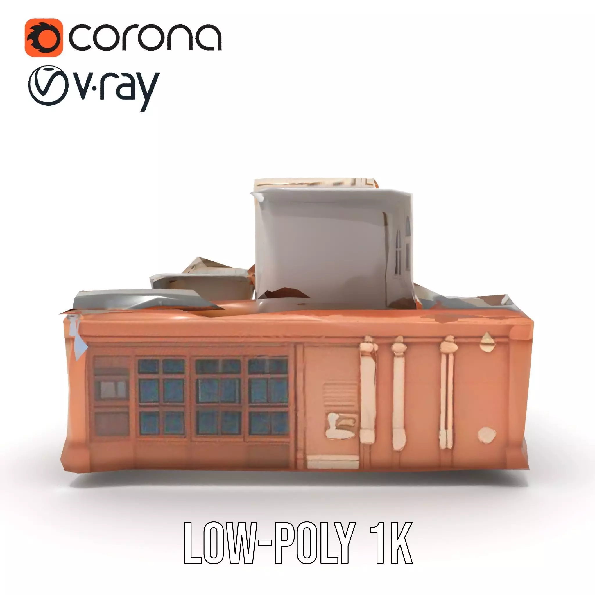 Classic Urban Building model pack Low-poly 3D model_7