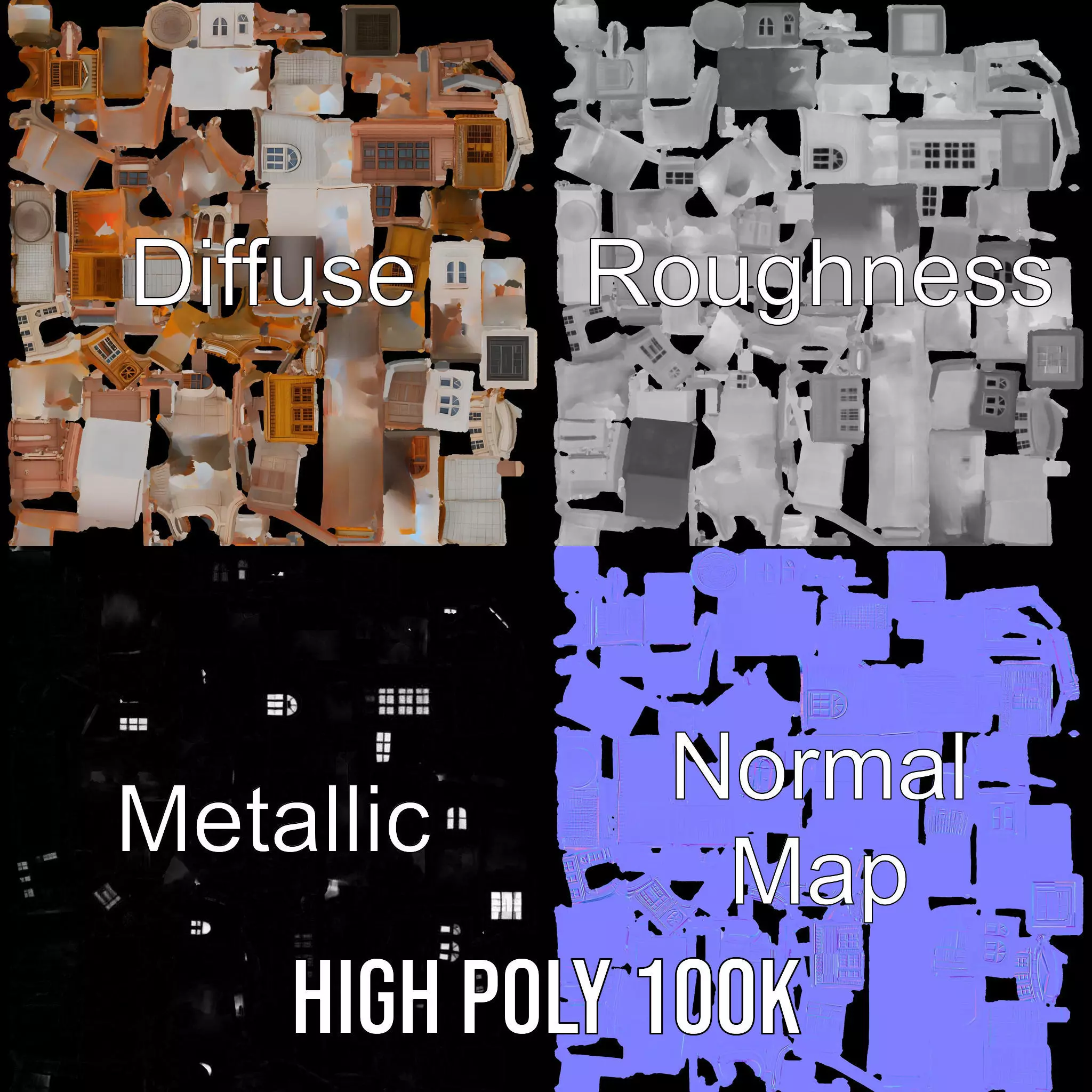 Classic Urban Building model pack Low-poly 3D model_3