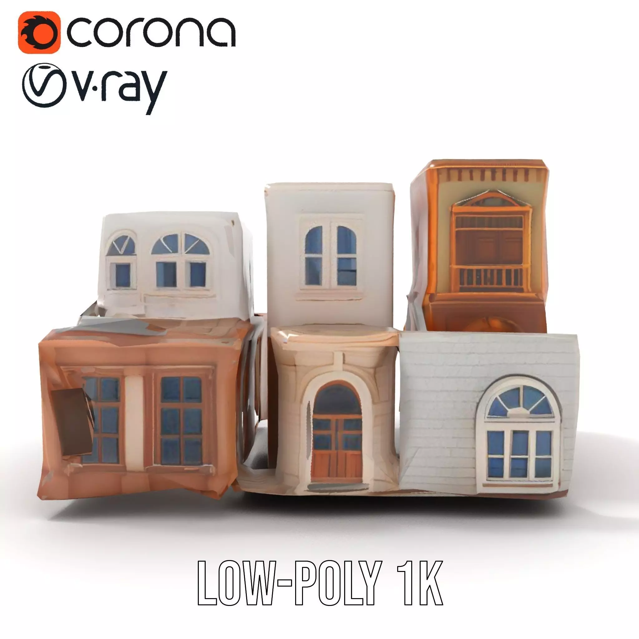 Classic Urban Building model pack Low-poly 3D model_14