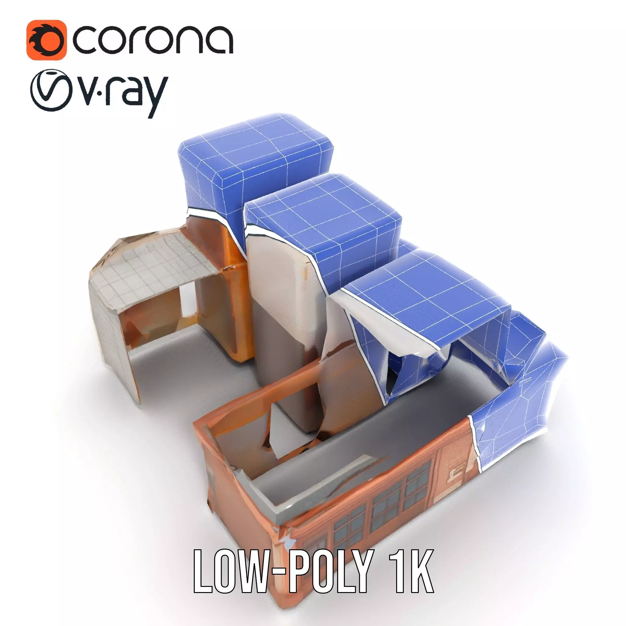 Classic Urban Building model pack Low-poly 3D model_16