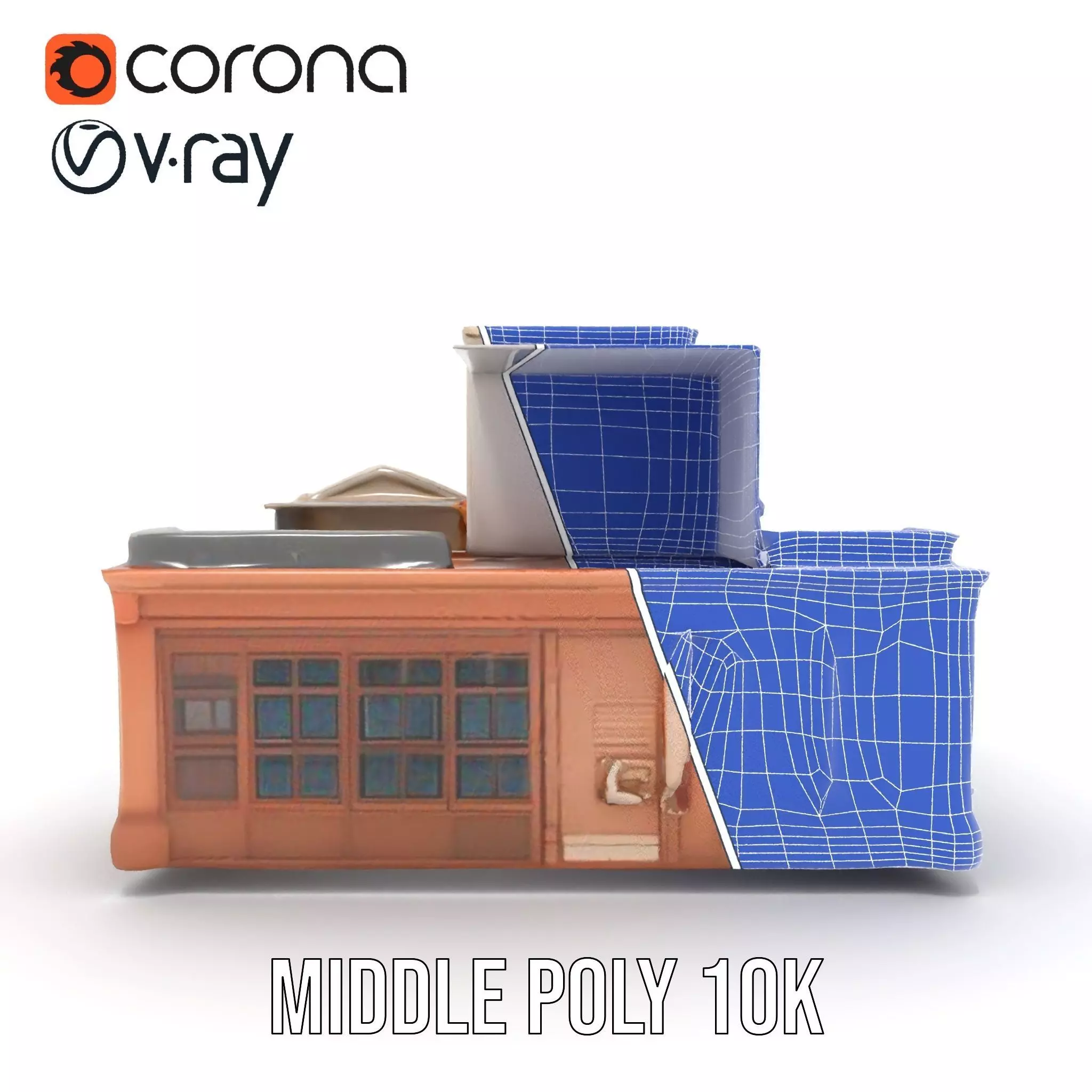 Classic Urban Building model pack Low-poly 3D model_29