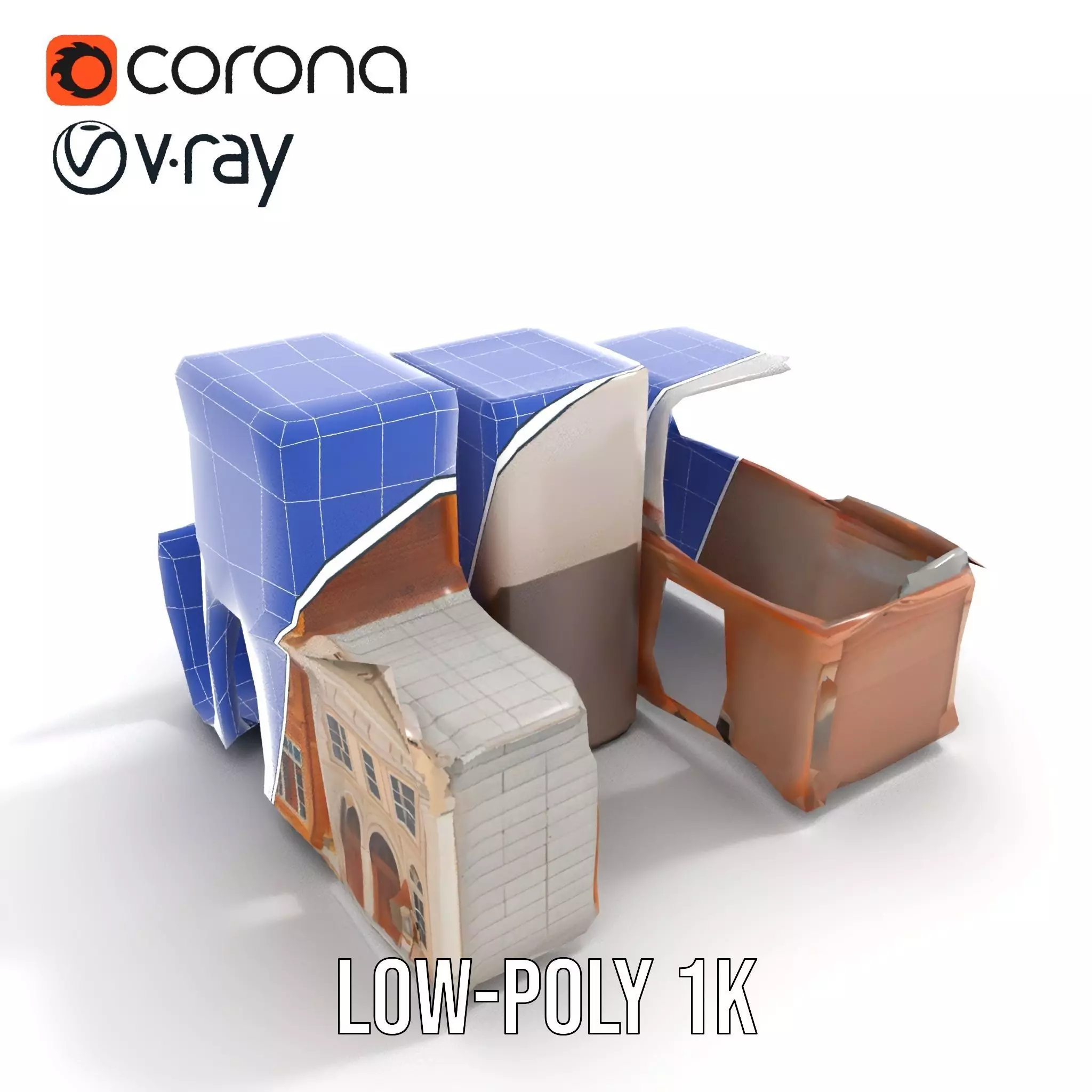 Classic Urban Building model pack Low-poly 3D model_22