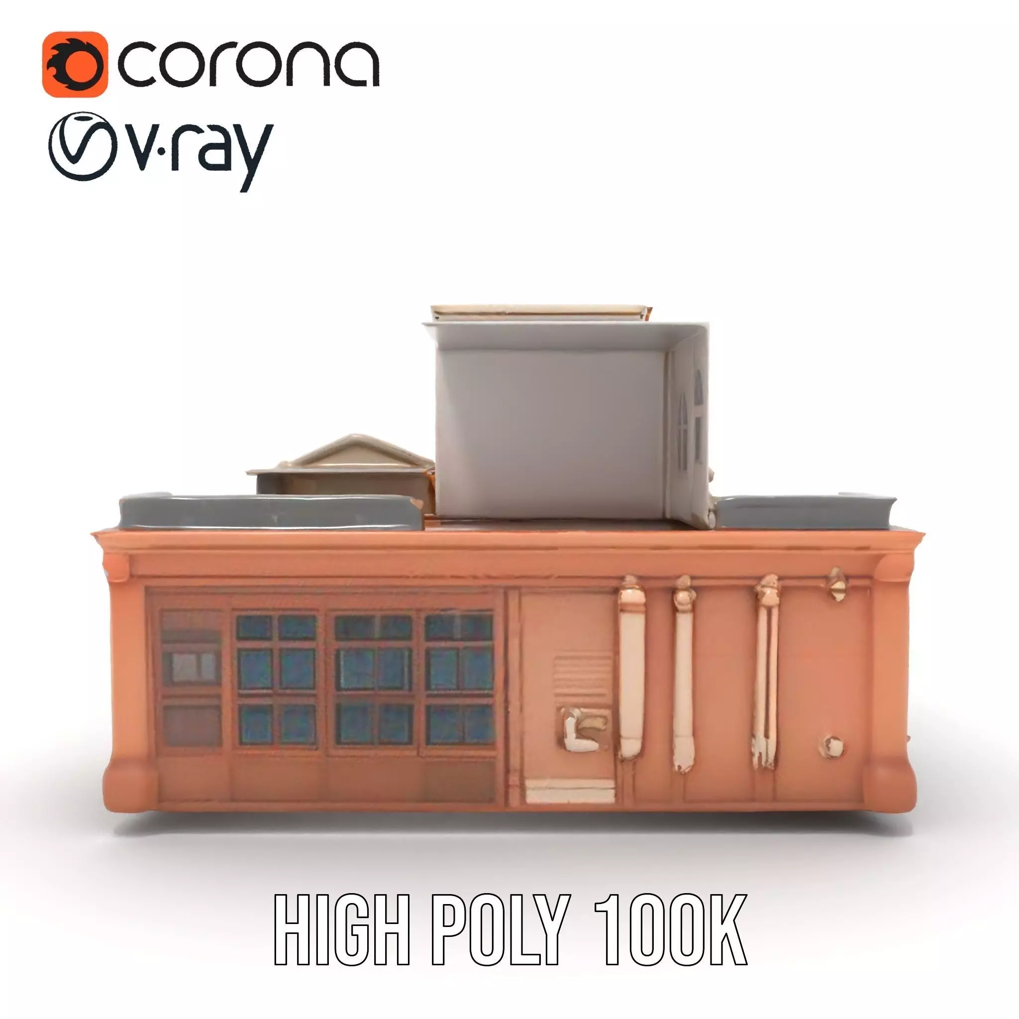 Classic Urban Building model pack Low-poly 3D model_20