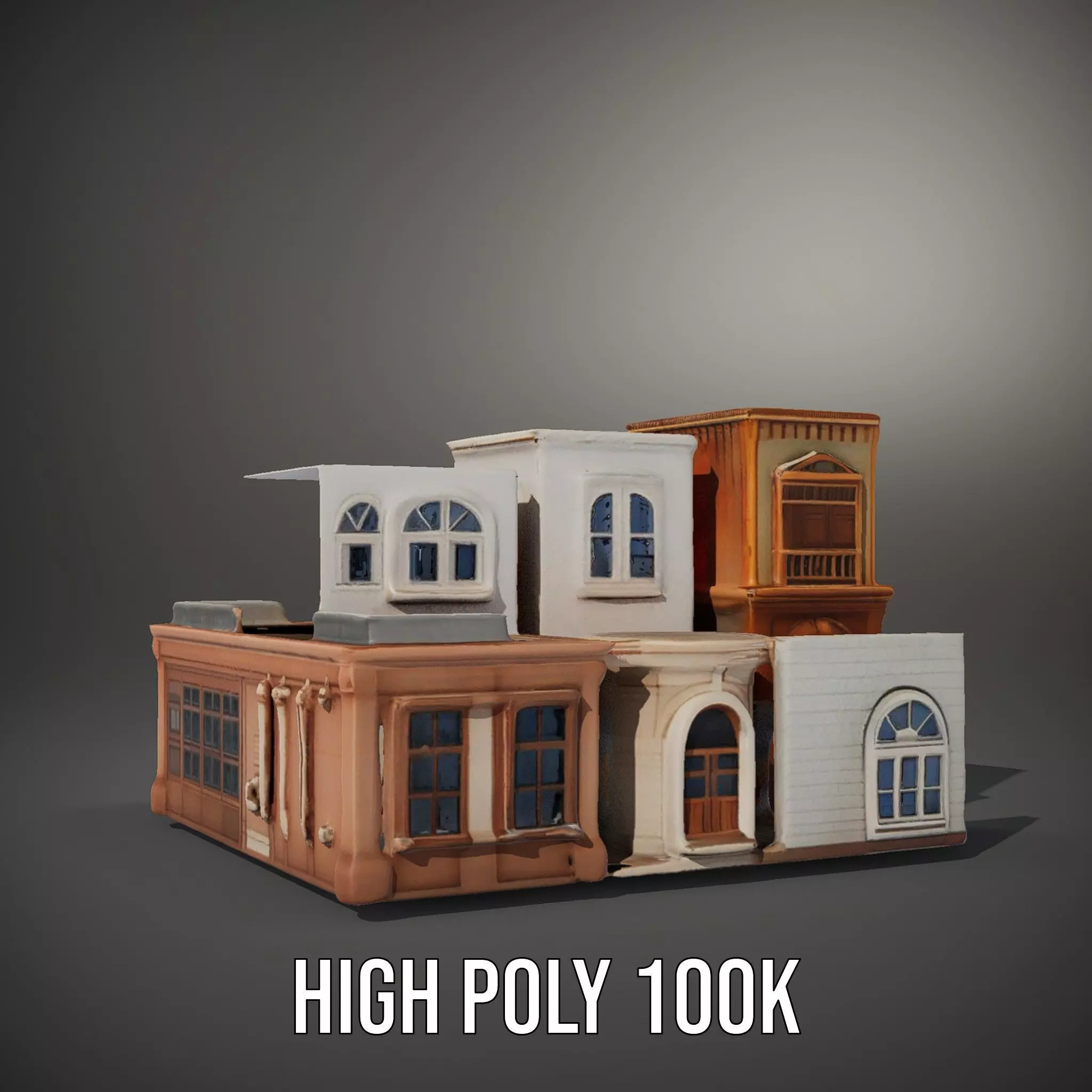 Classic Urban Building model pack Low-poly 3D model_8
