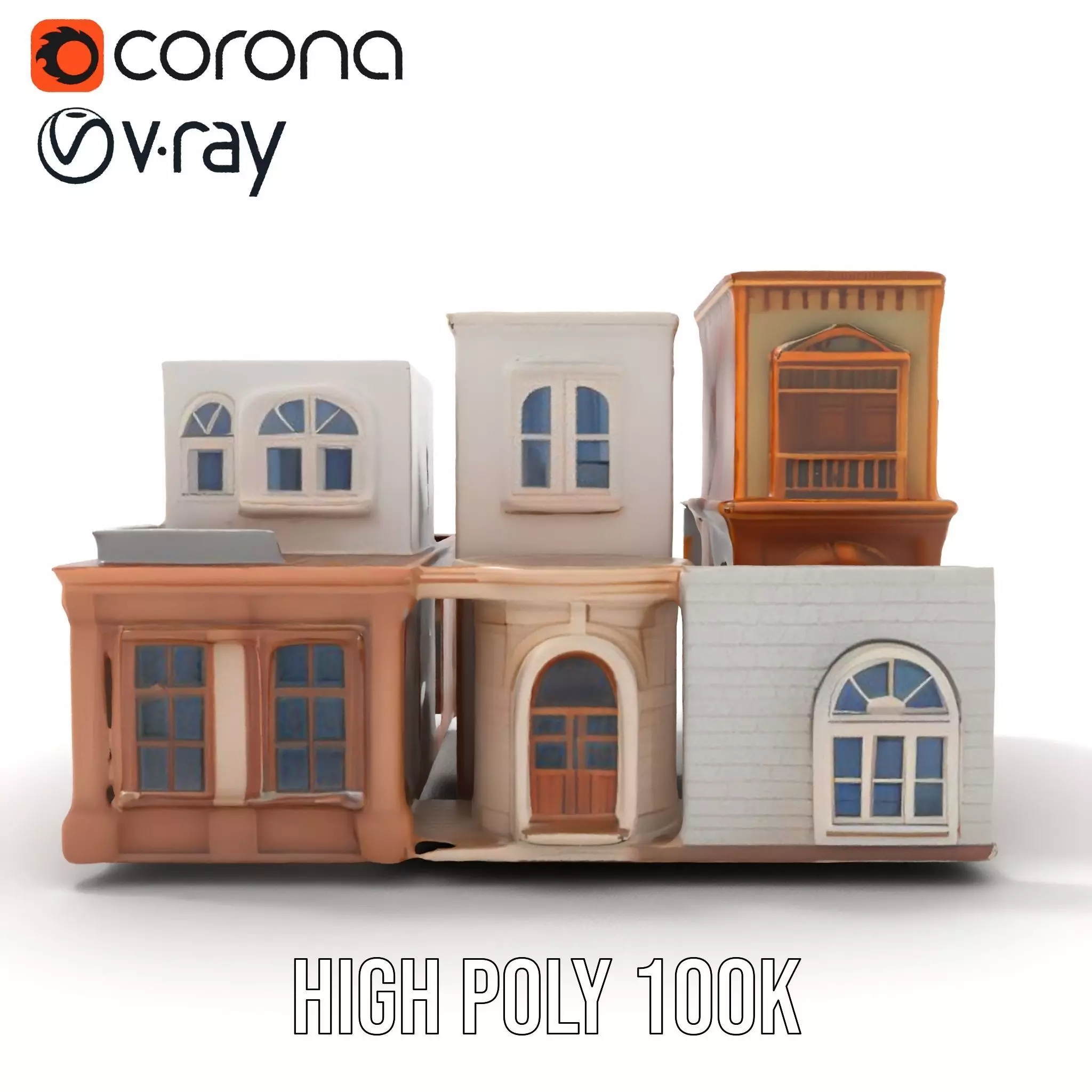 Classic Urban Building model pack Low-poly 3D model_28