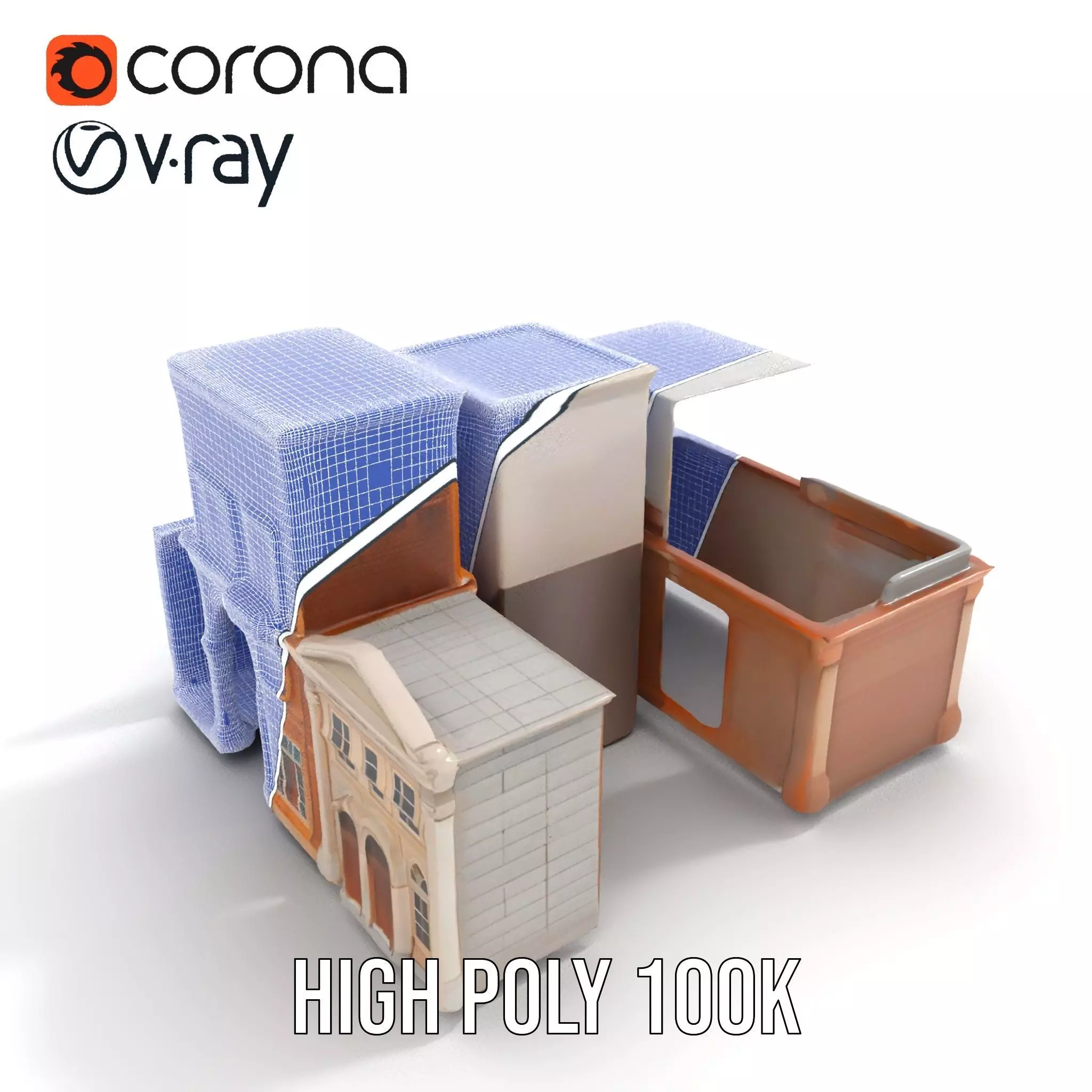 Classic Urban Building model pack Low-poly 3D model_23