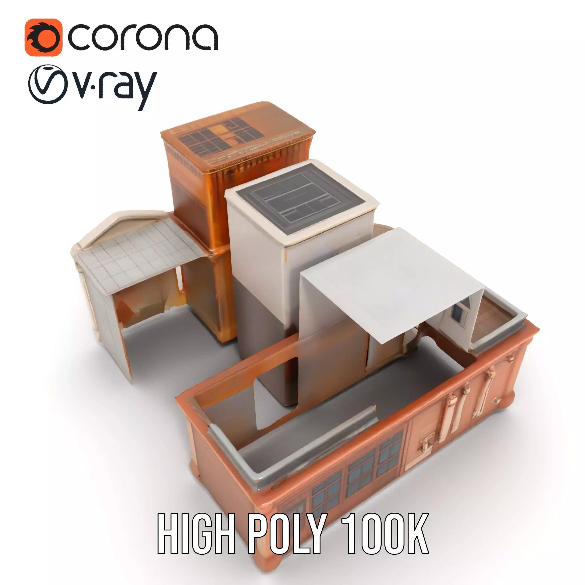 Classic Urban Building model pack Low-poly 3D model_31