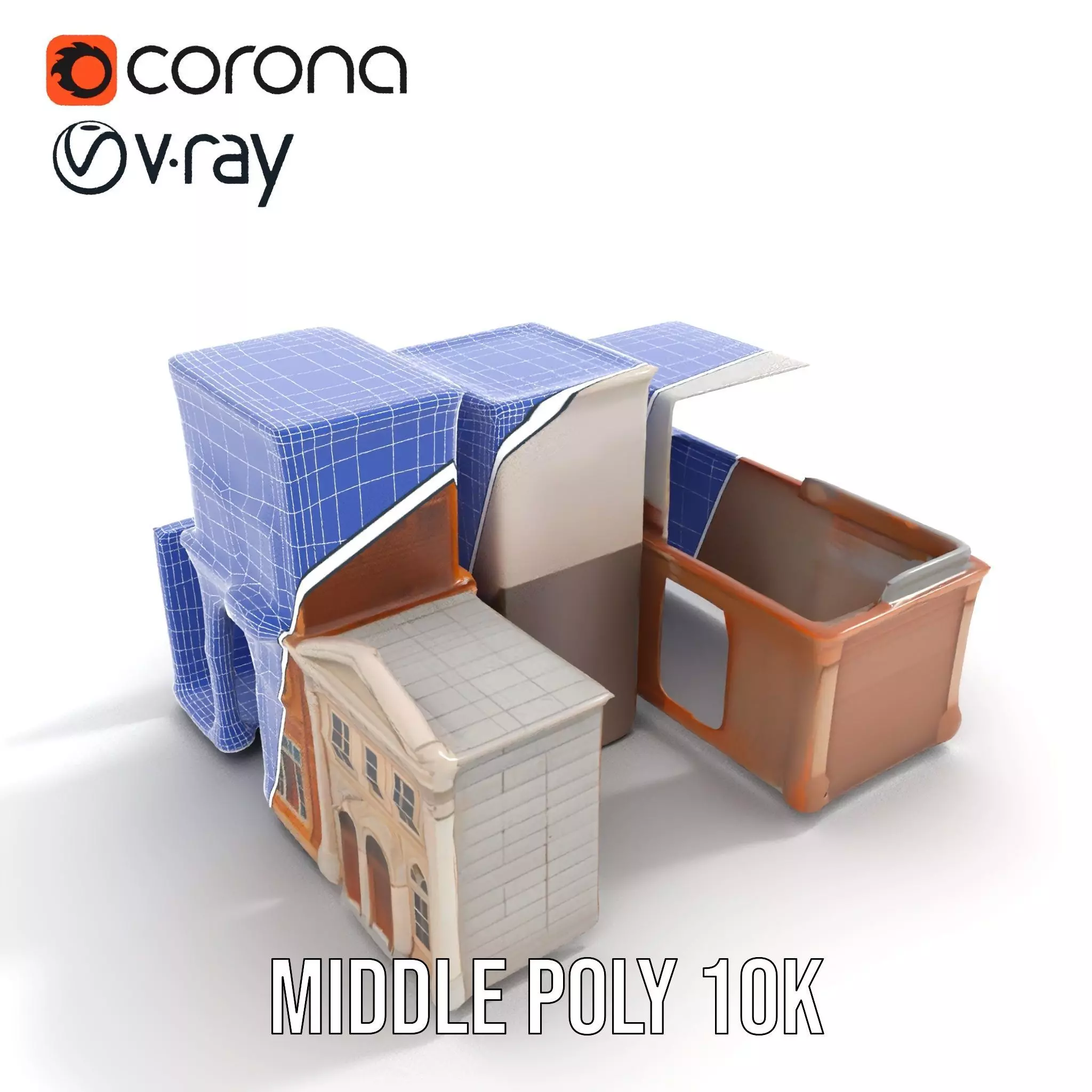 Classic Urban Building model pack Low-poly 3D model_24