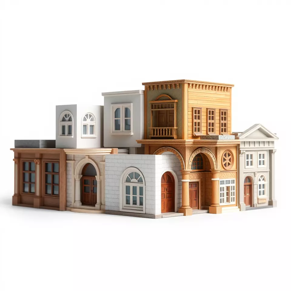 Classic Urban Building model pack Low-poly 3D model_2