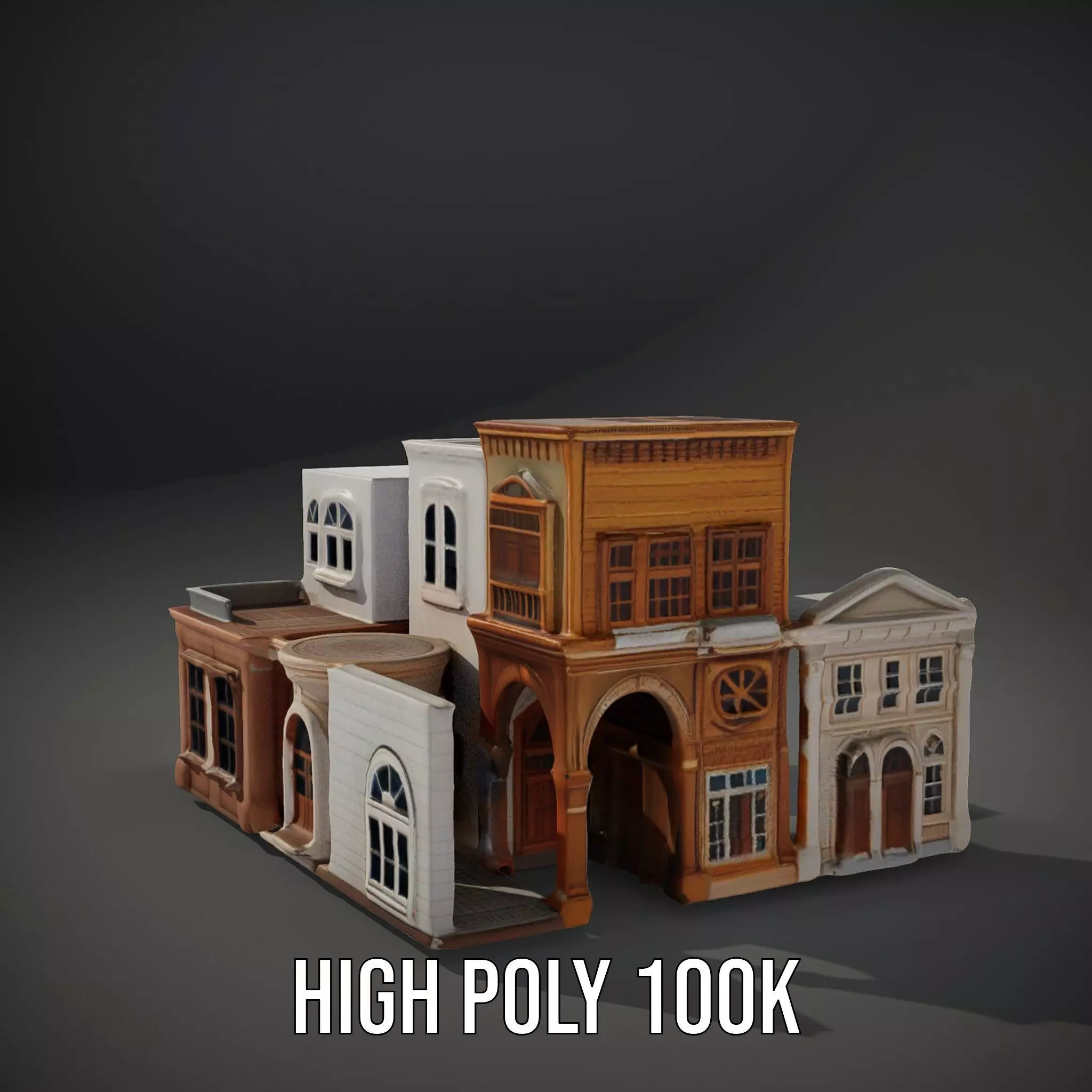 Classic Urban Building model pack Low-poly 3D model_10