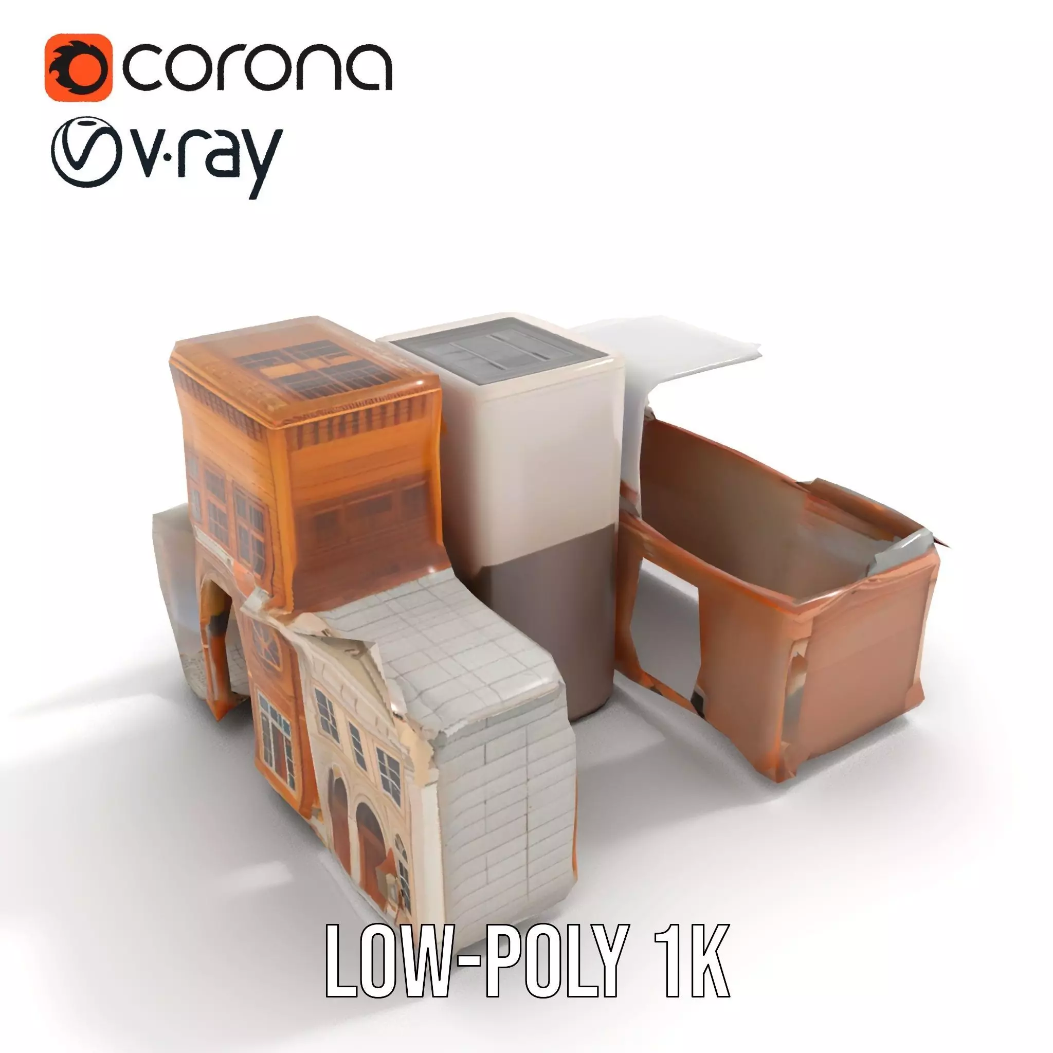 Classic Urban Building model pack Low-poly 3D model_12