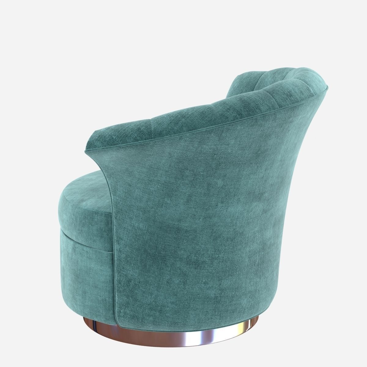 Custom made rounded lounge chair in cyan upholstery 3D model_5