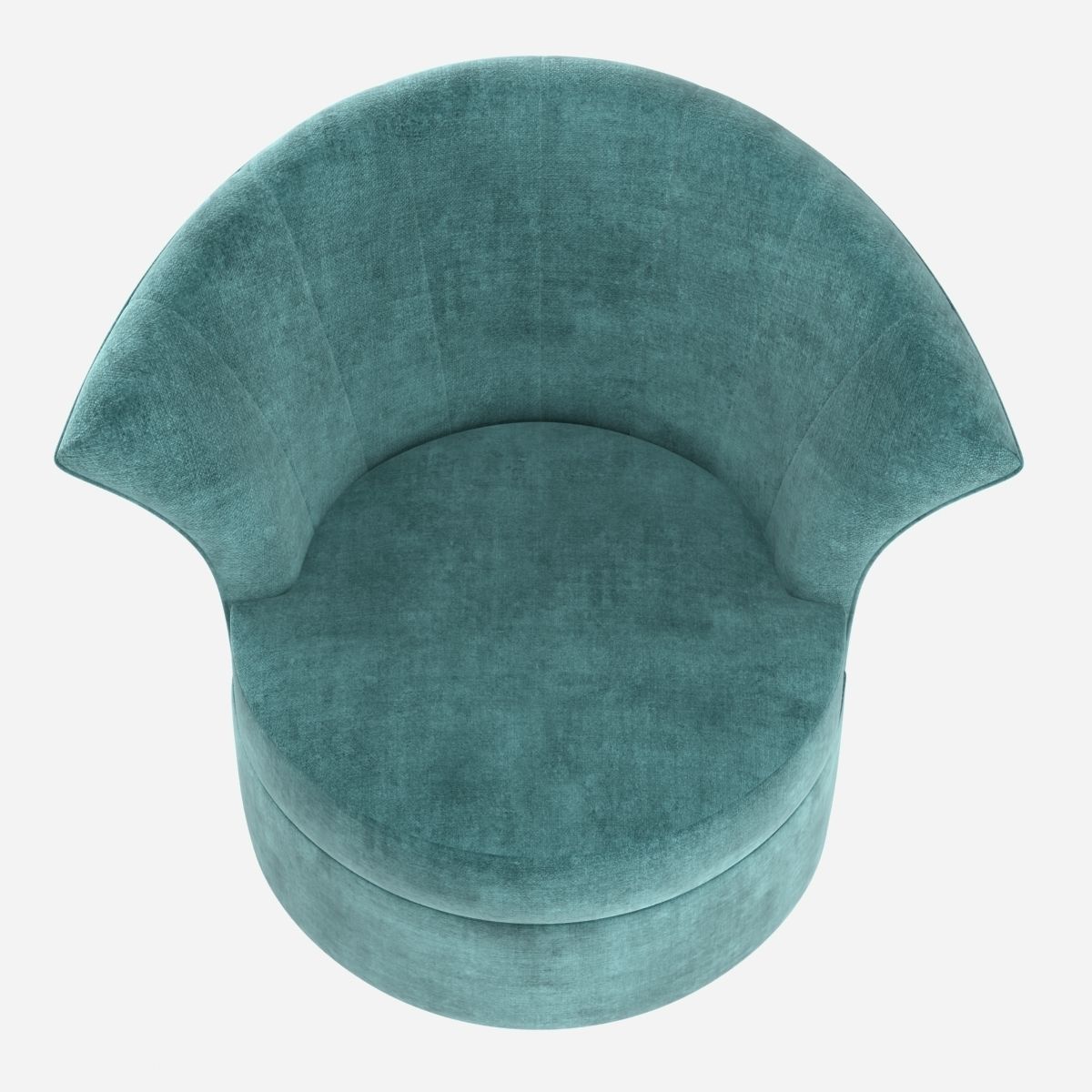 Custom made rounded lounge chair in cyan upholstery 3D model_7
