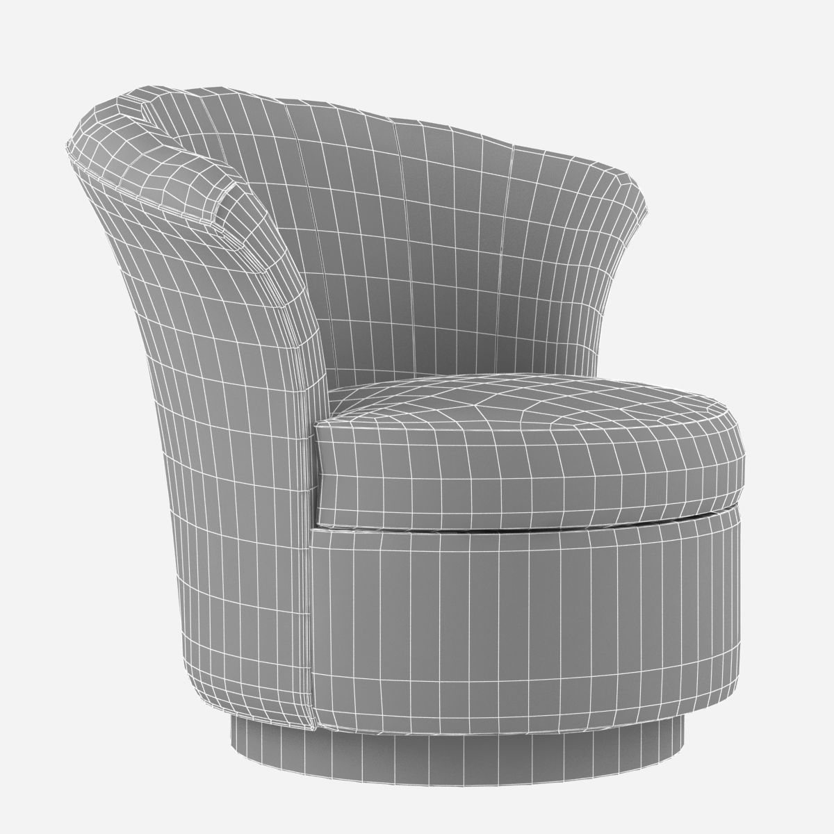 Custom made rounded lounge chair in cyan upholstery 3D model_2