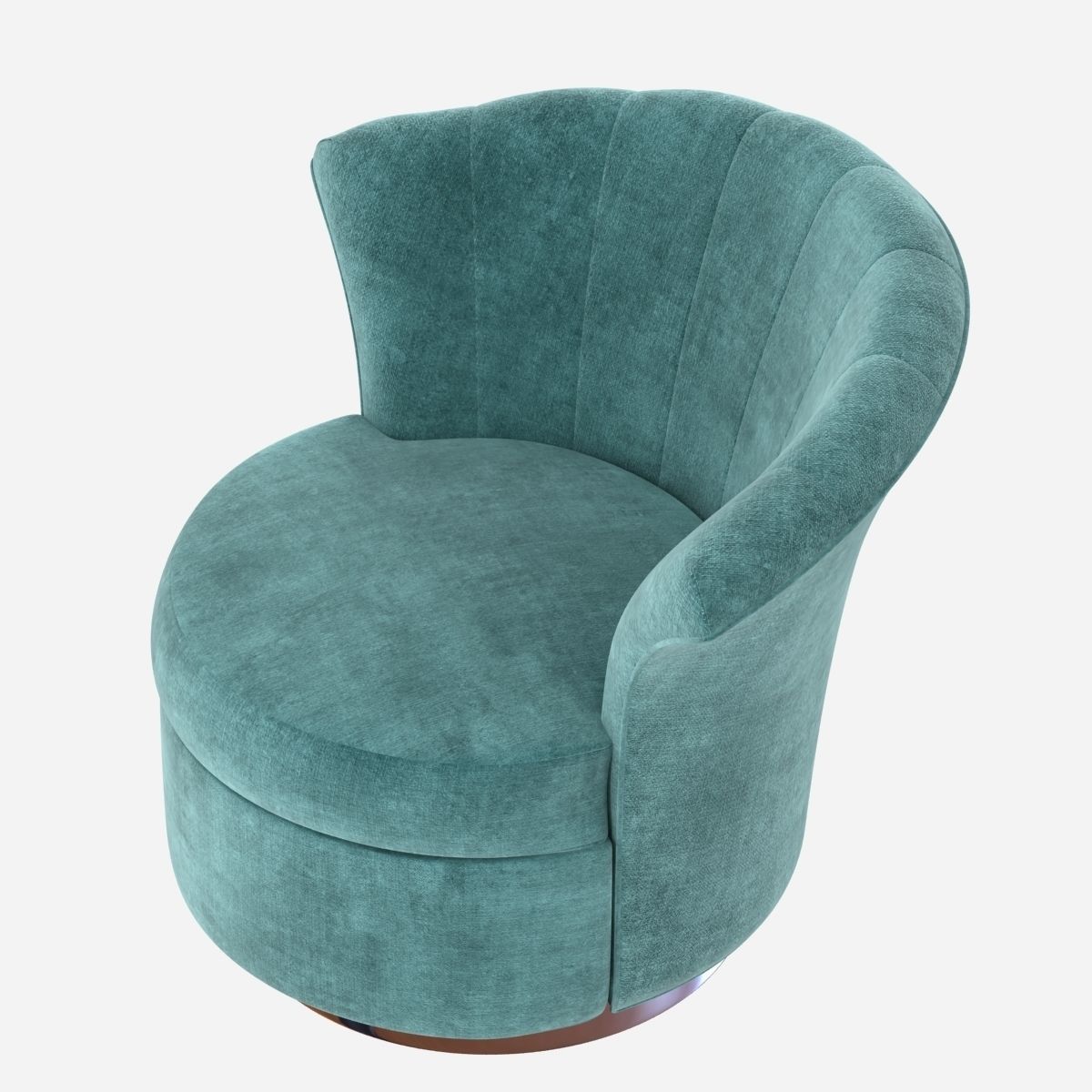 Custom made rounded lounge chair in cyan upholstery 3D model_4