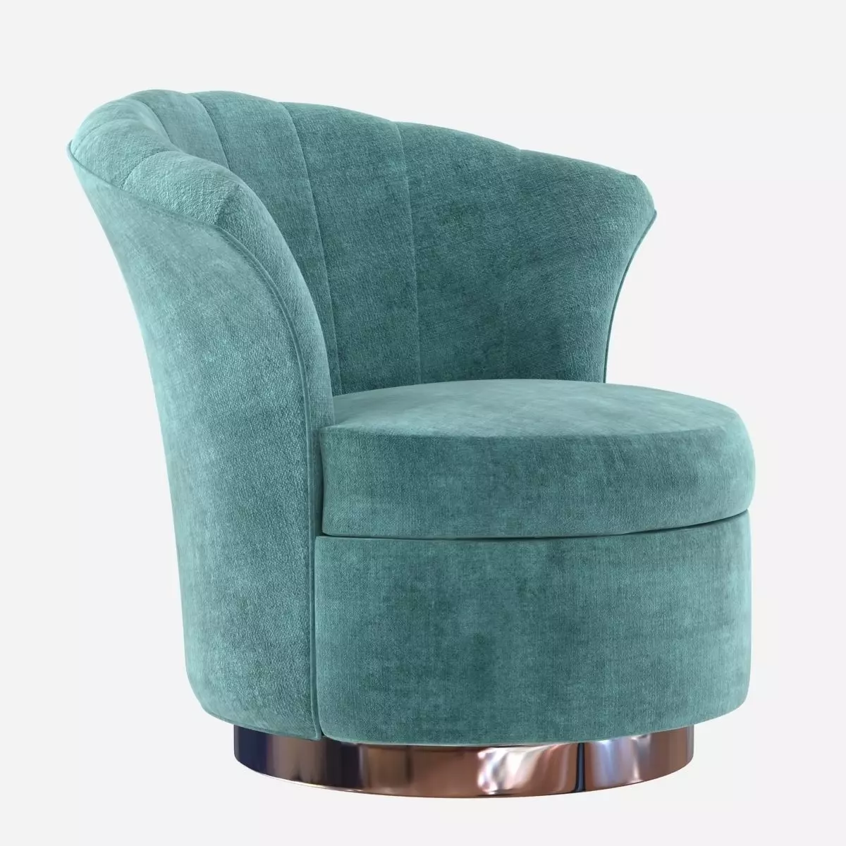Custom made rounded lounge chair in cyan upholstery 3D model_0