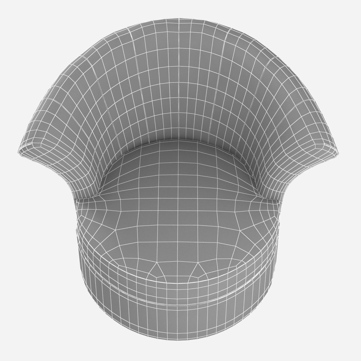 Custom made rounded lounge chair in cyan upholstery 3D model_8