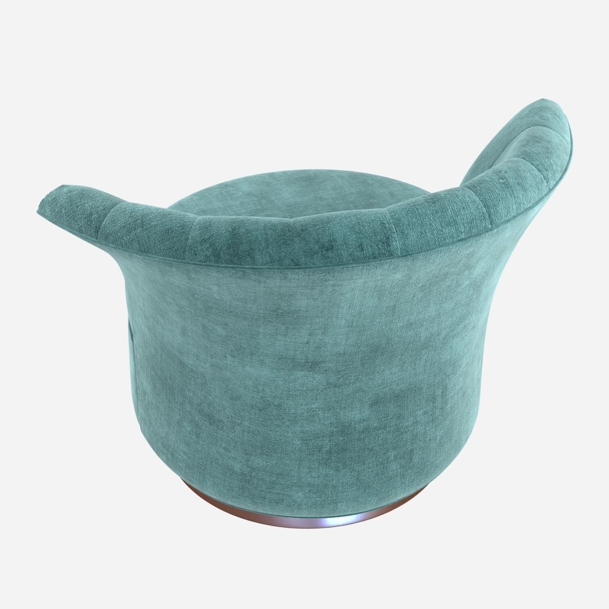 Custom made rounded lounge chair in cyan upholstery 3D model_6