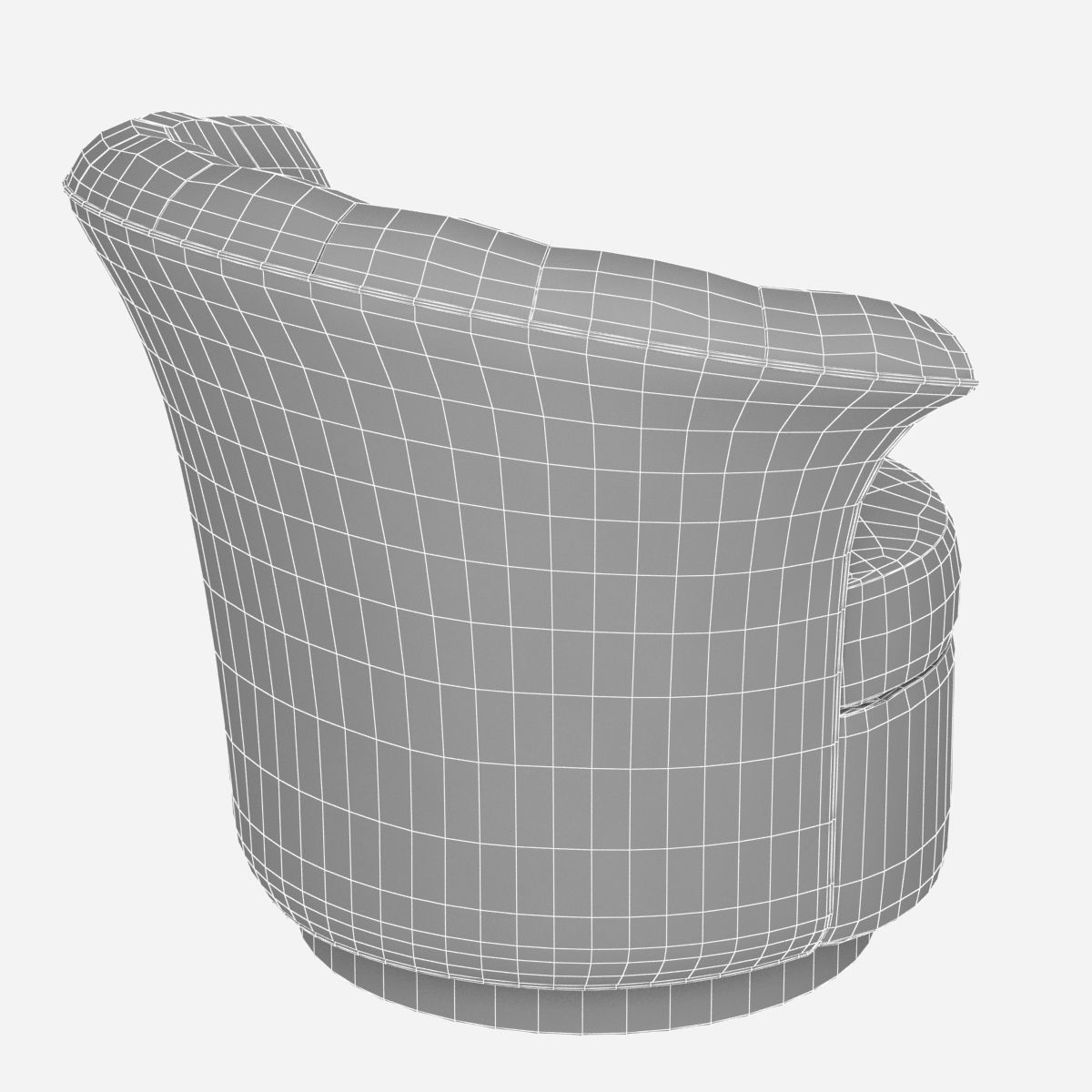 Custom made rounded lounge chair in cyan upholstery 3D model_9