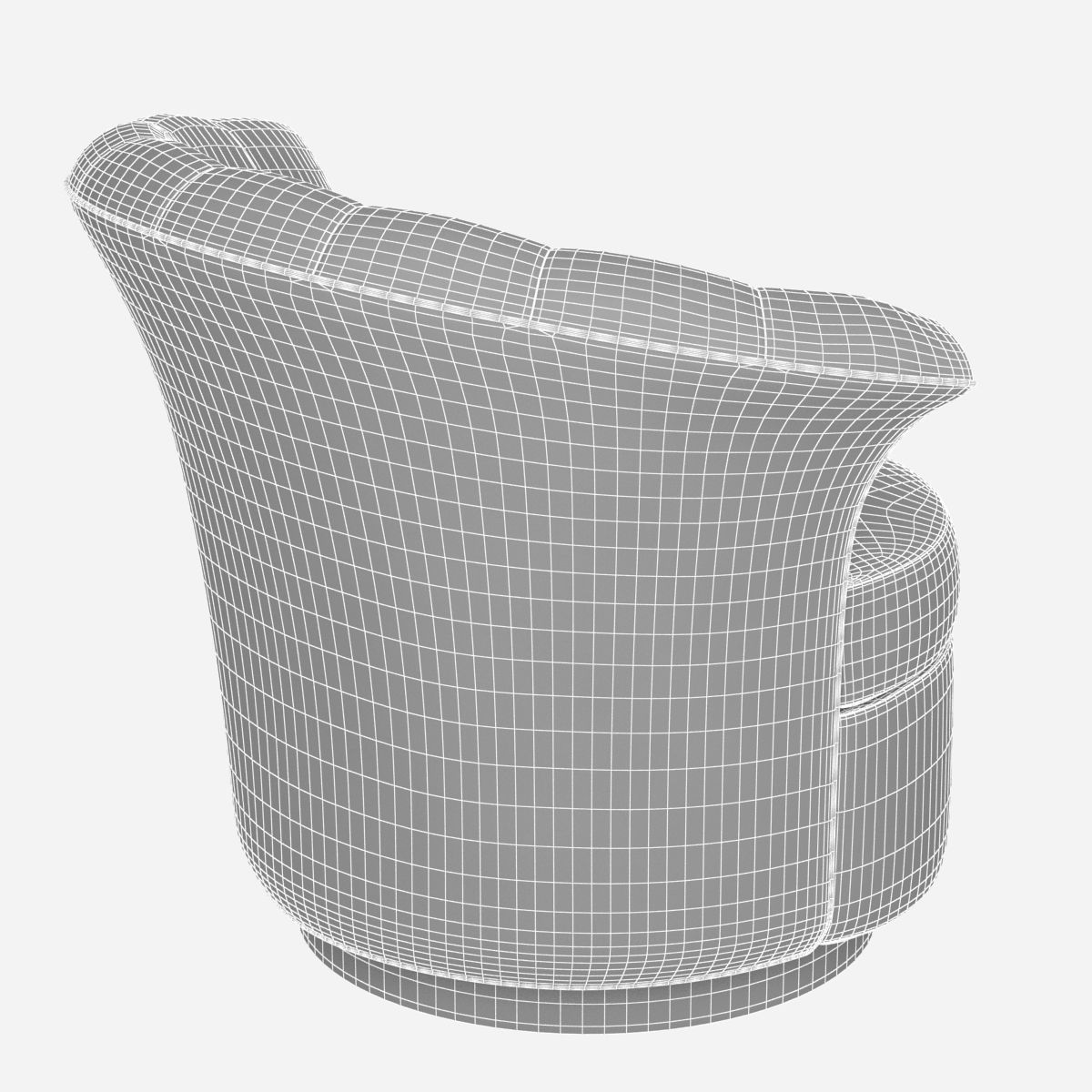 Custom made rounded lounge chair in cyan upholstery 3D model_10