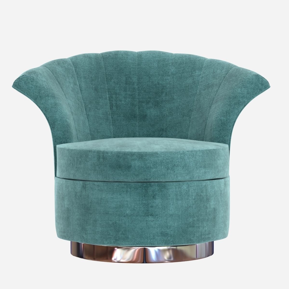 Custom made rounded lounge chair in cyan upholstery 3D model_3