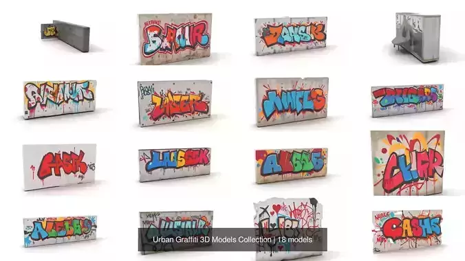 Urban Graffiti 3D Models Collection