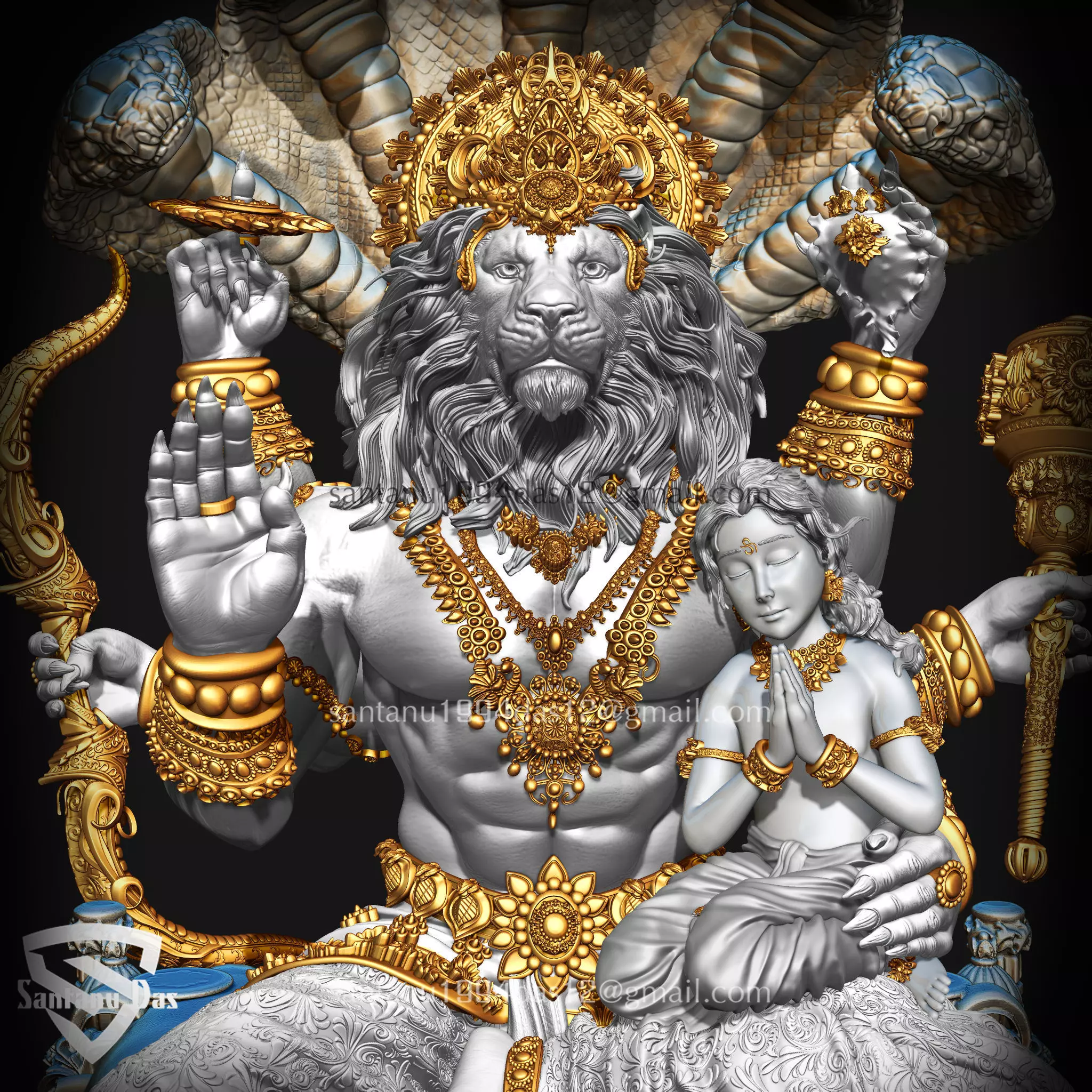 Narasimha and Prahlad 3d print idol  3D print model_11