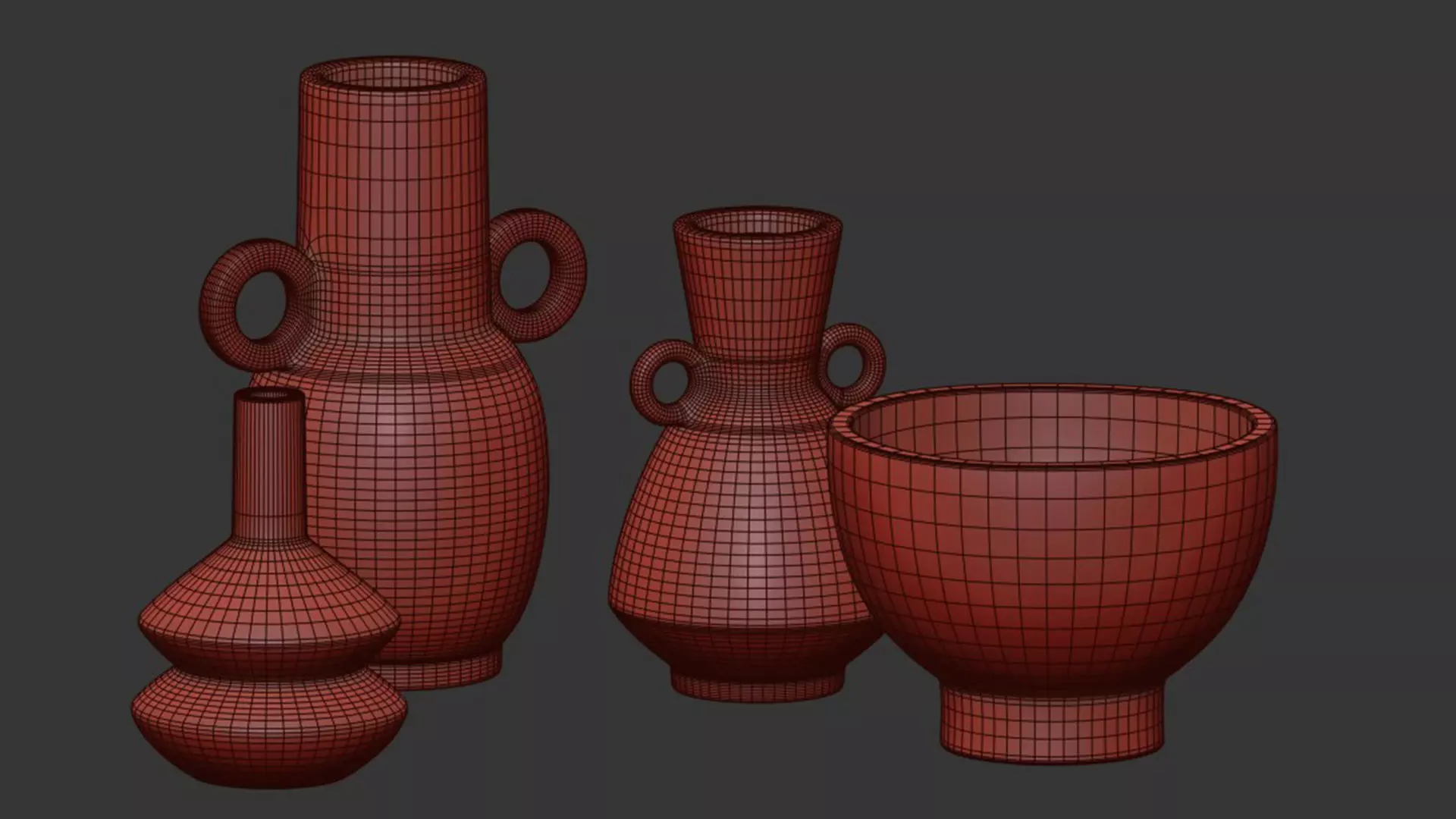 Set of 4 Jennifer Striped and Spotted Ceramic Vase 3D model_7