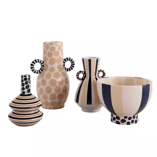 Set of 4 Jennifer Striped and Spotted Ceramic Vase