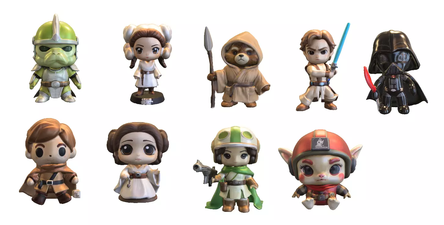 pack chibi doll starwars Low-poly 3D model_0