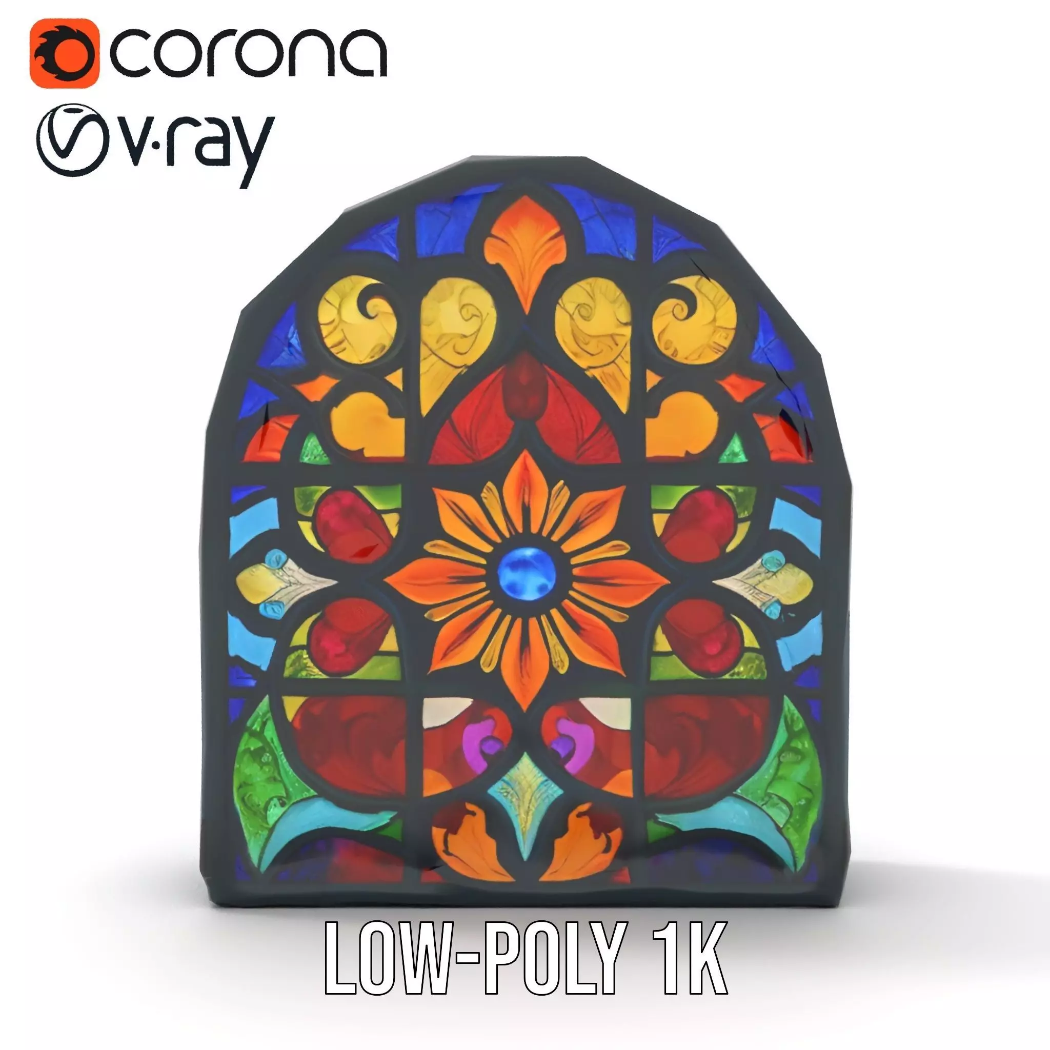 Vibrant Stained Glass model pack Low-poly 3D model_30