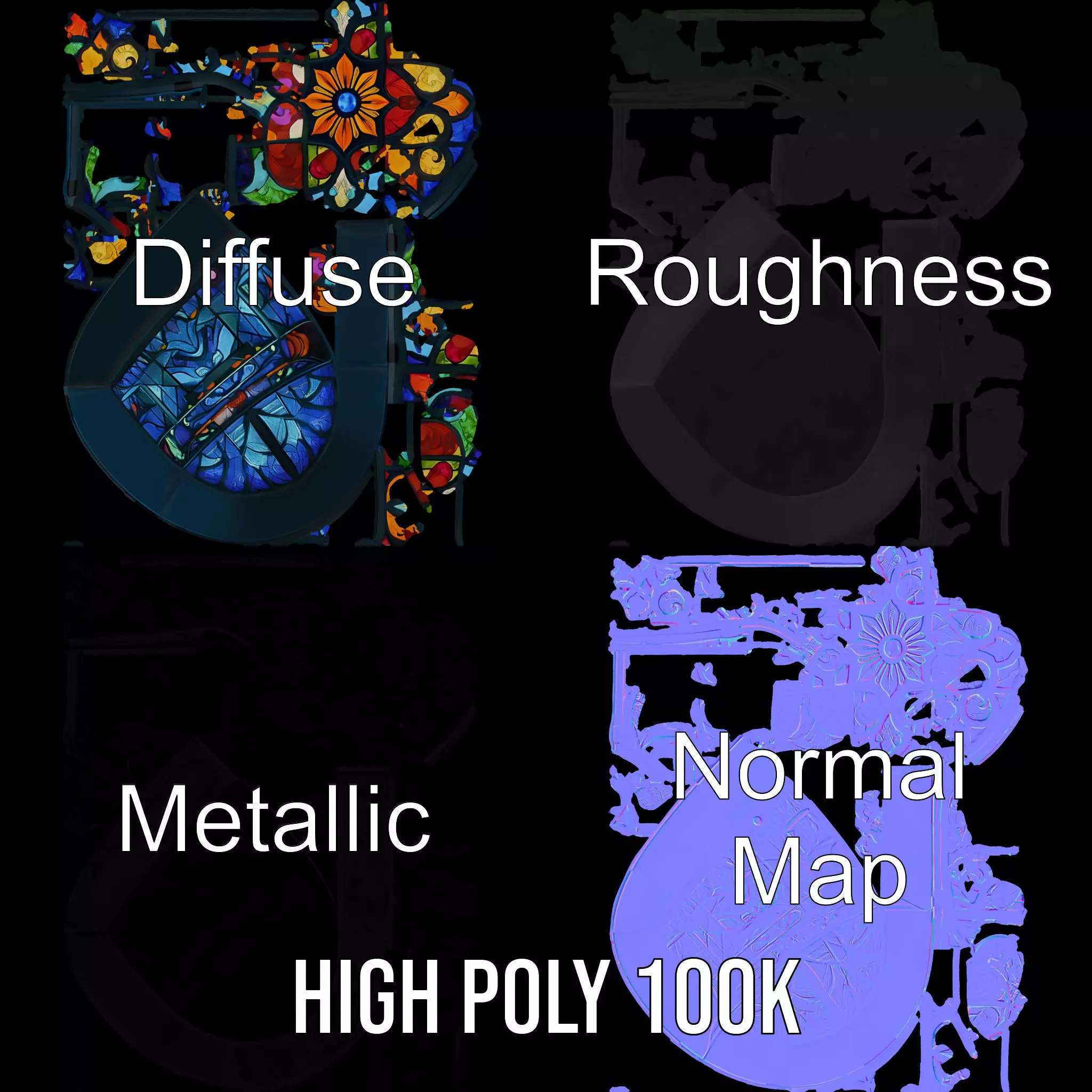 Vibrant Stained Glass model pack Low-poly 3D model_3