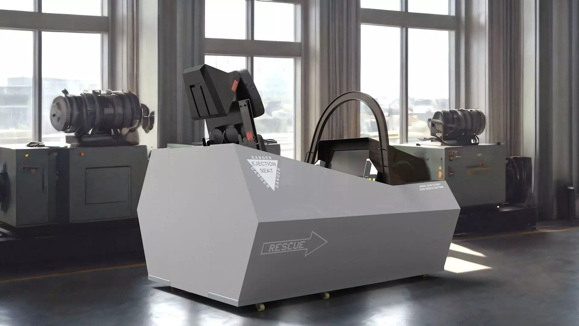 F-35 Fighter Cockpit Simulator Turned Off 3D model_0