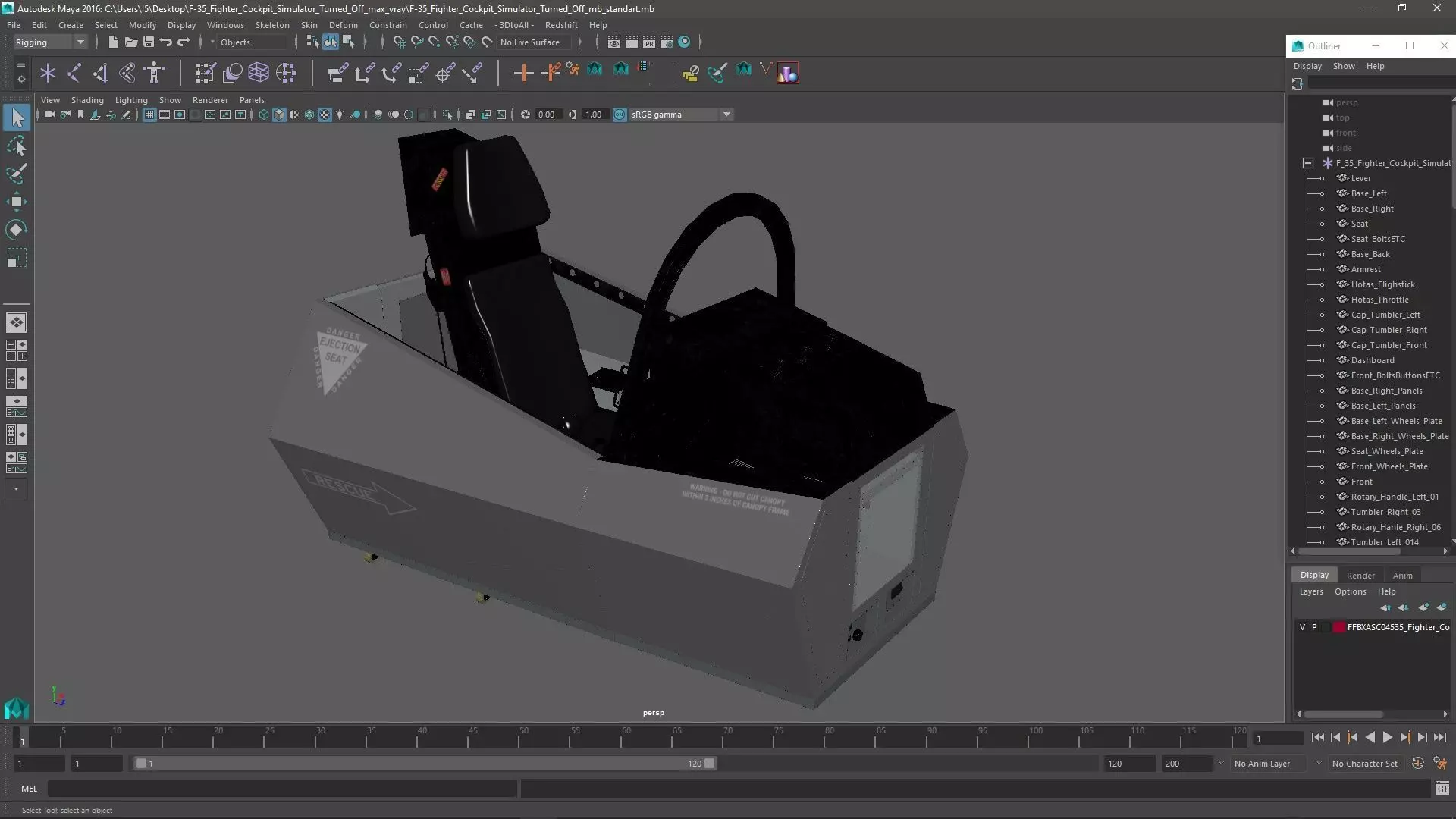 F-35 Fighter Cockpit Simulator Turned Off 3D model_33
