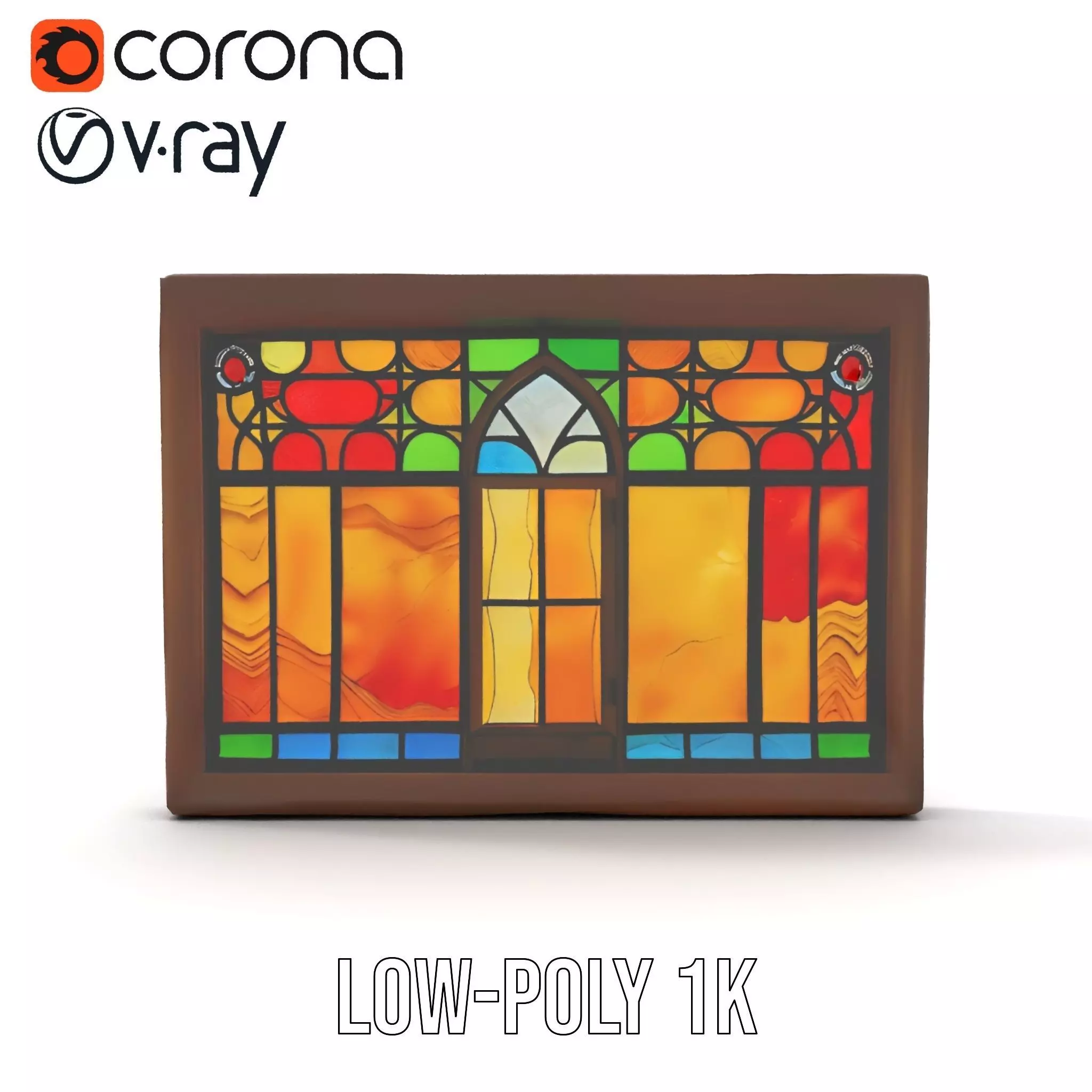 Vibrant Stained Glass Window model pack Low-poly 3D model_7