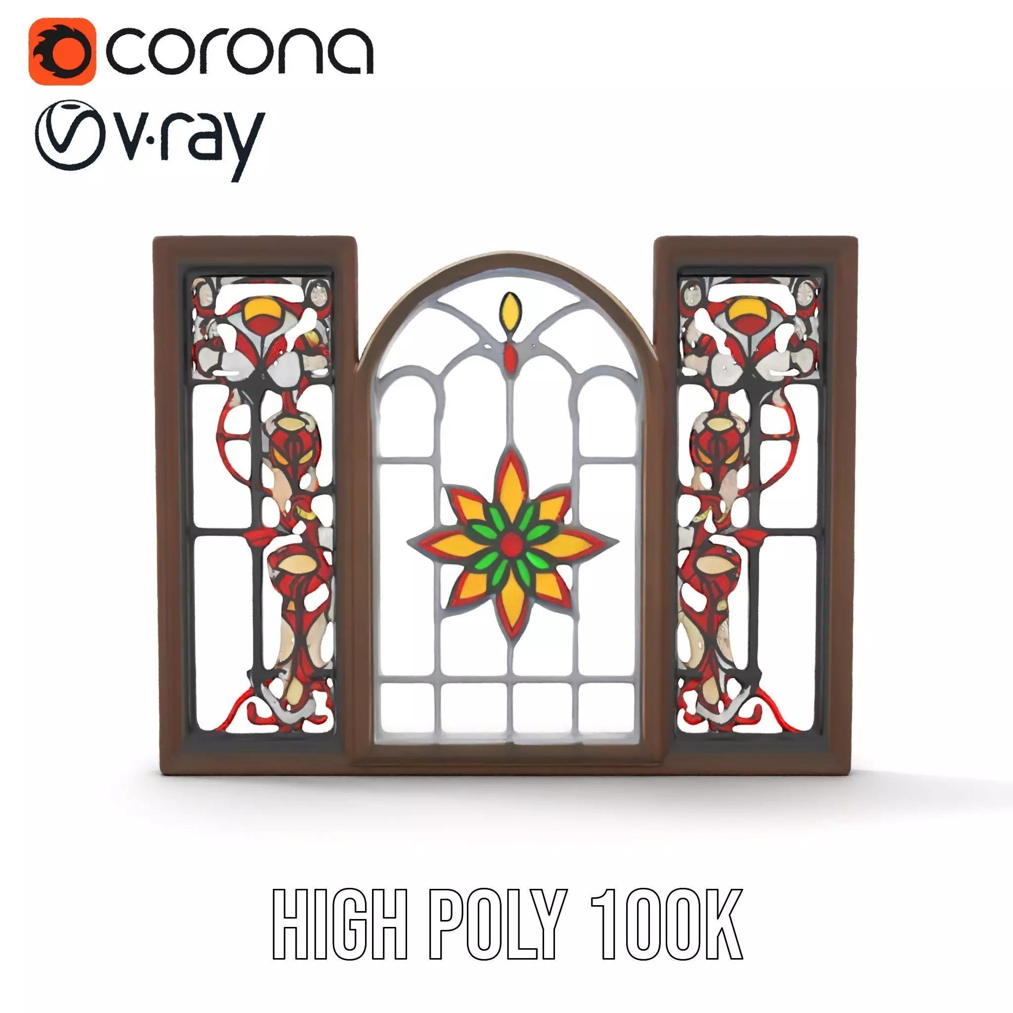 Vibrant Stained Glass Window model pack Low-poly 3D model_20