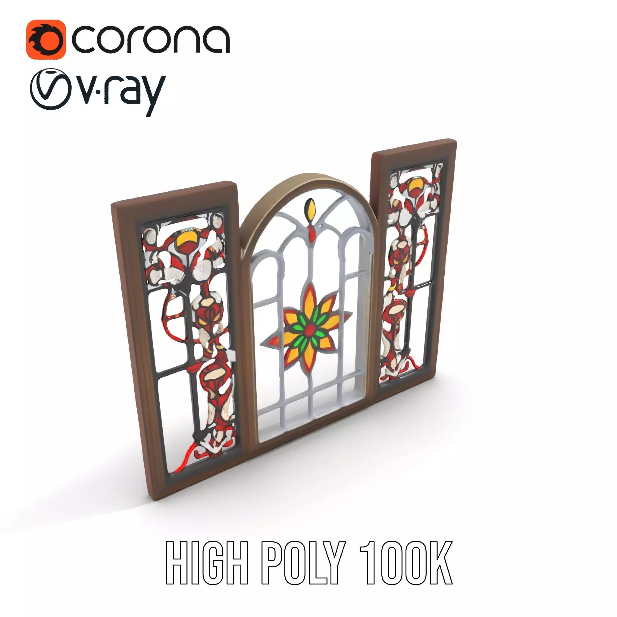 Vibrant Stained Glass Window model pack Low-poly 3D model_26
