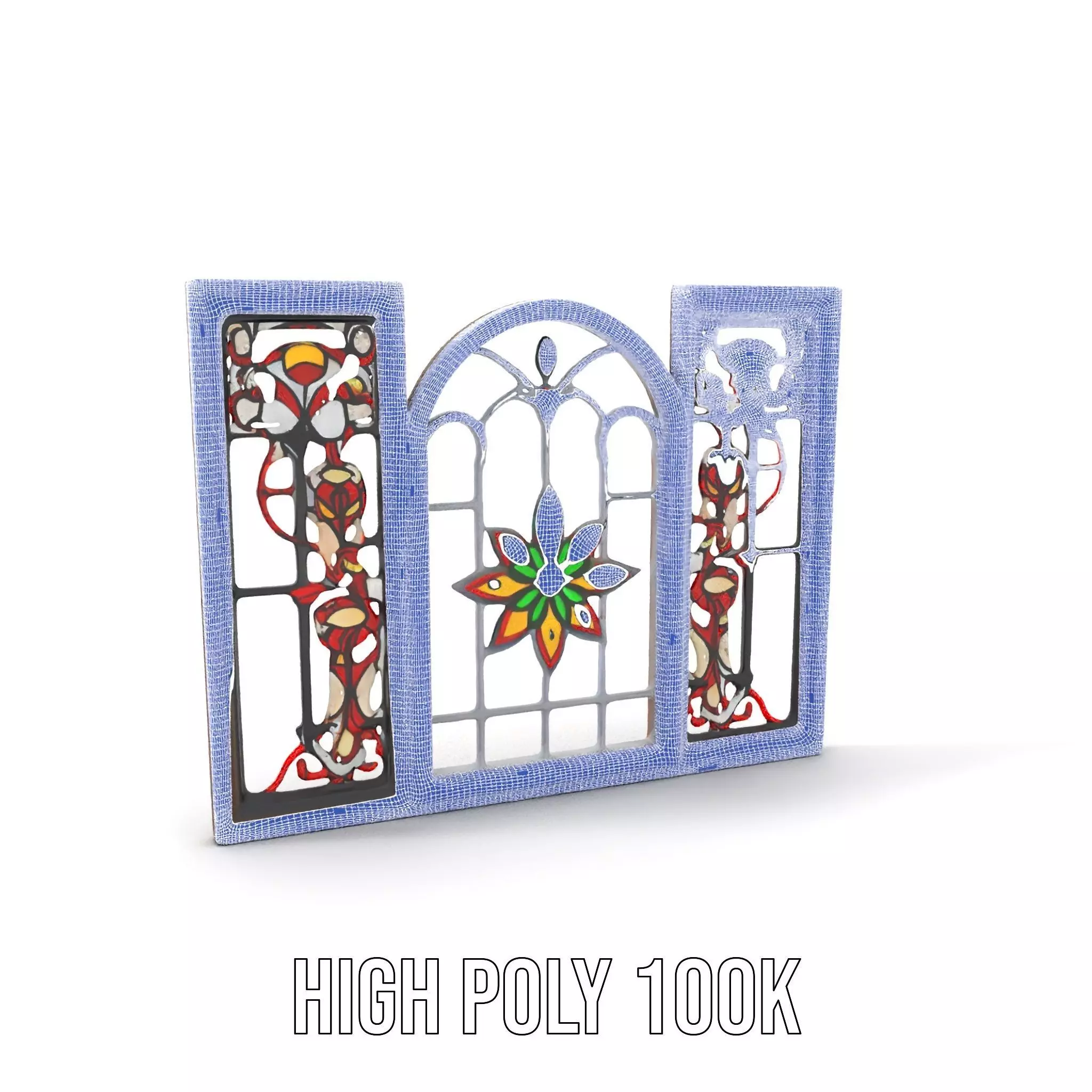 Vibrant Stained Glass Window model pack Low-poly 3D model_4