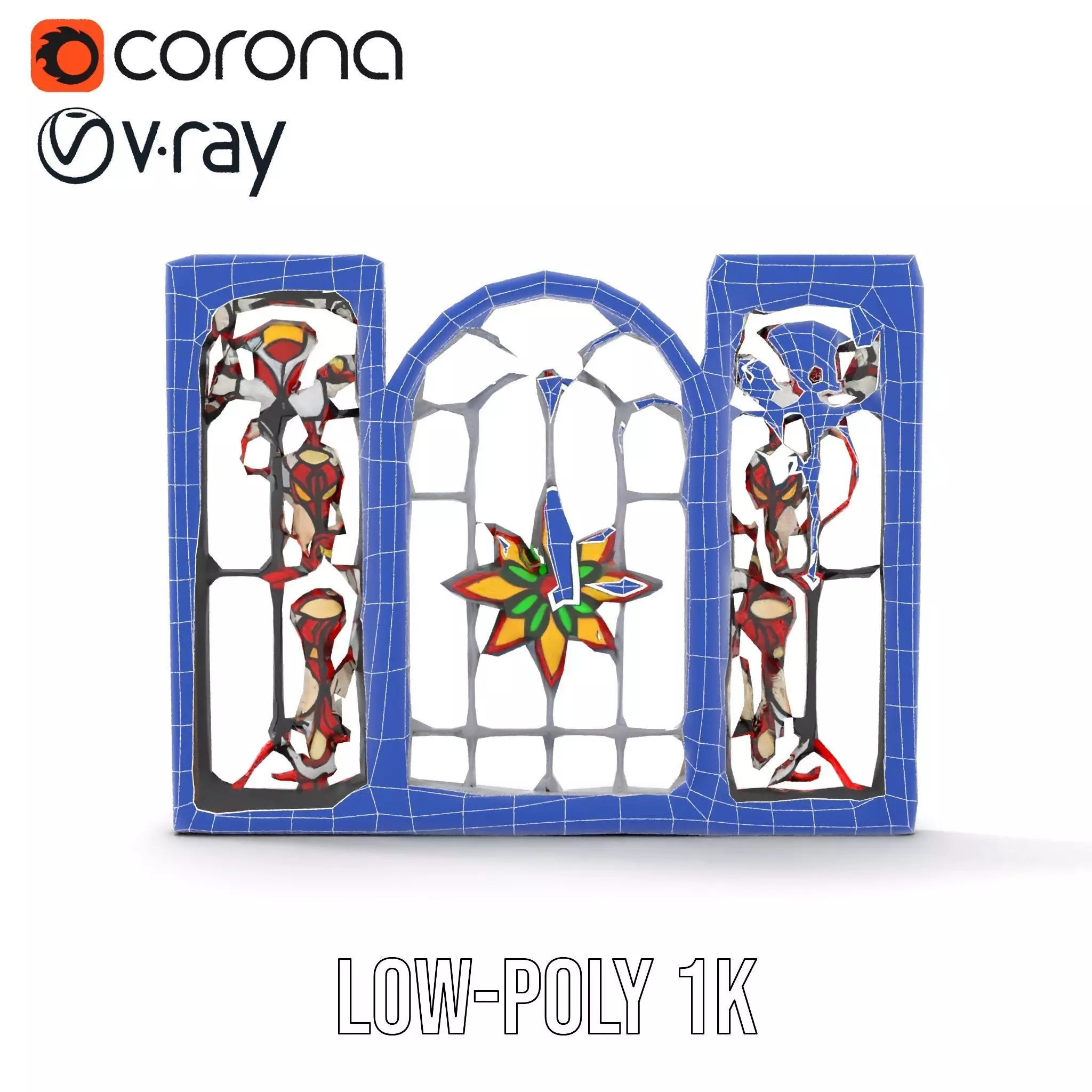 Vibrant Stained Glass Window model pack Low-poly 3D model_25